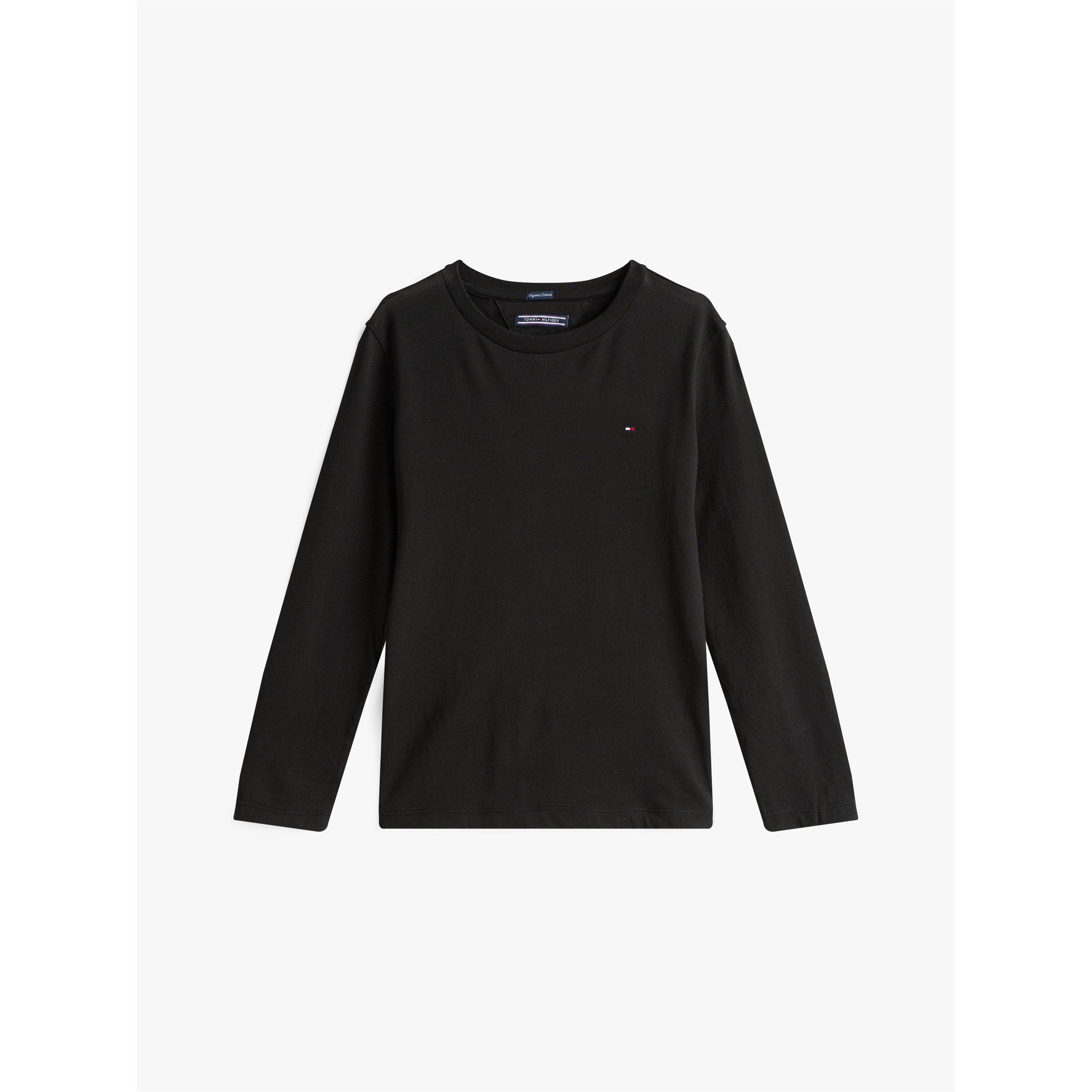 Tommy Hilfiger Boys Kids' Cotton Long-Sleeve Regular Fit T-Shirt - Black - 12Y