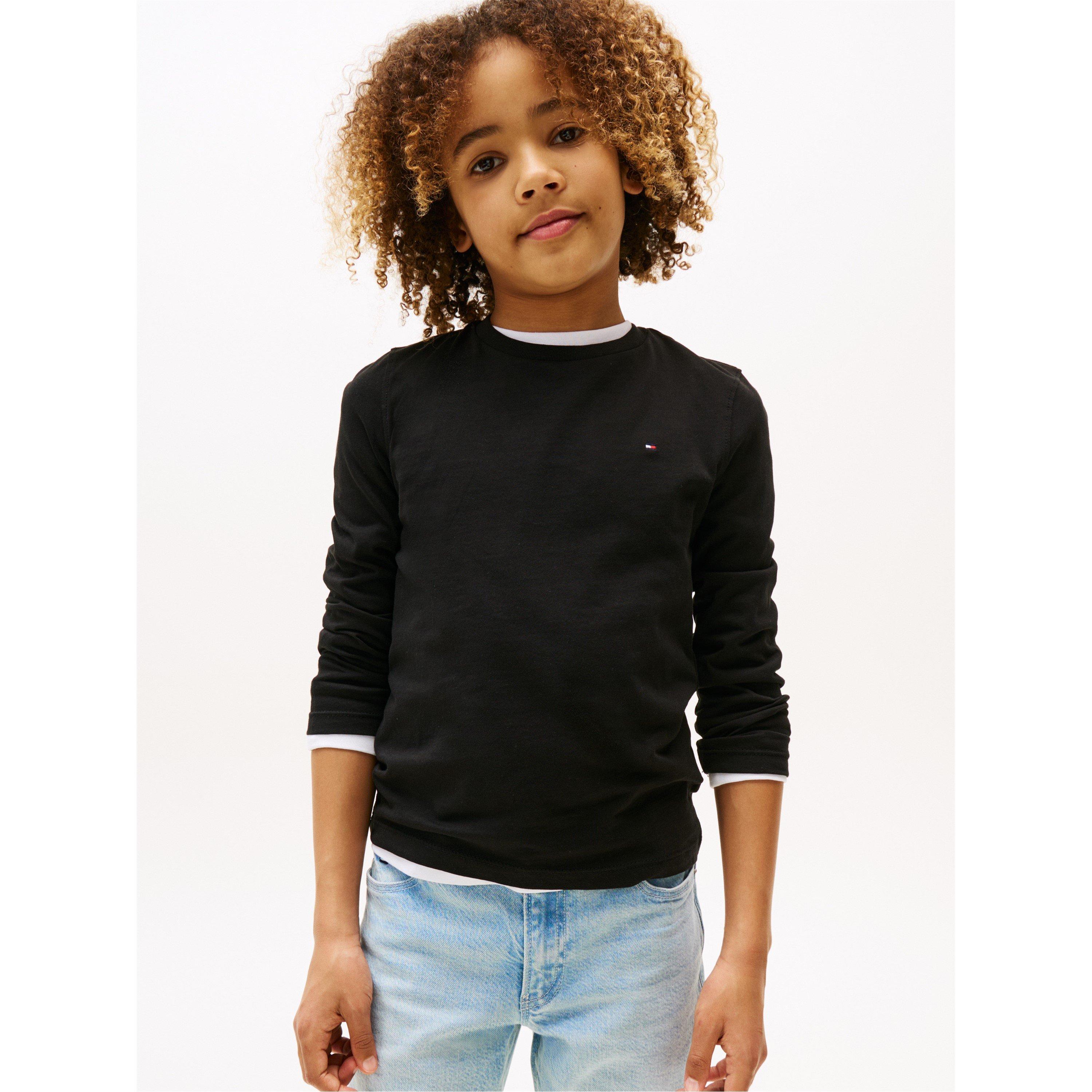 Black - Tommy Hilfiger - Kids' Cotton Long-Sleeve Regular Fit T-Shirt - 2