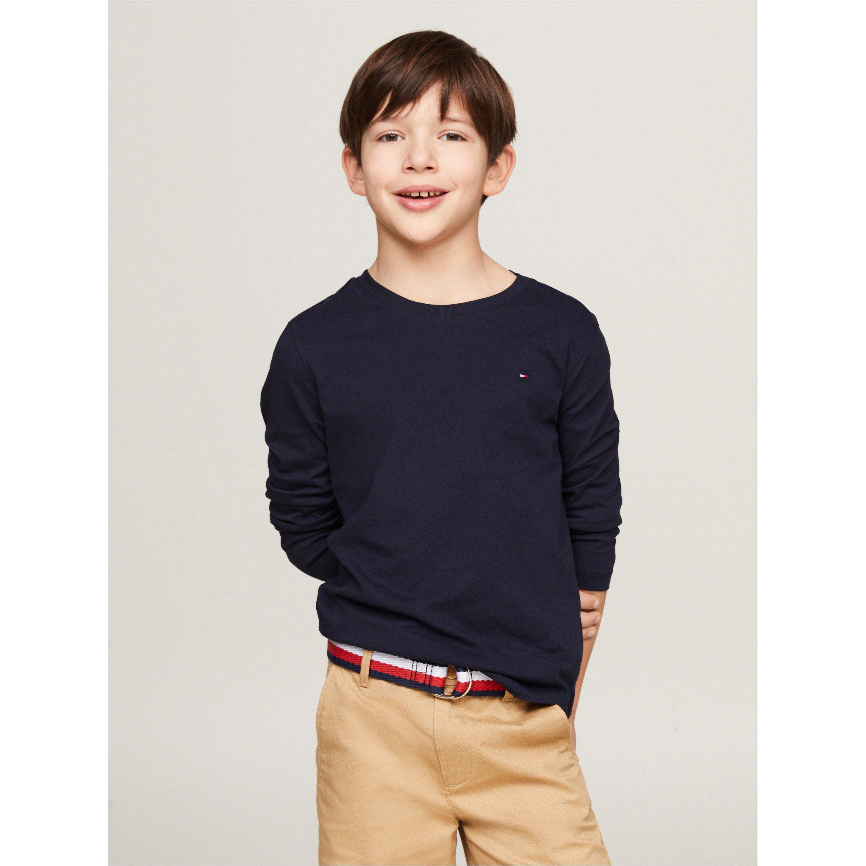 Tommy Hilfiger Boys Kids' Cotton Long-Sleeve Regular Fit T-Shirt - Sky Captain - 10Y