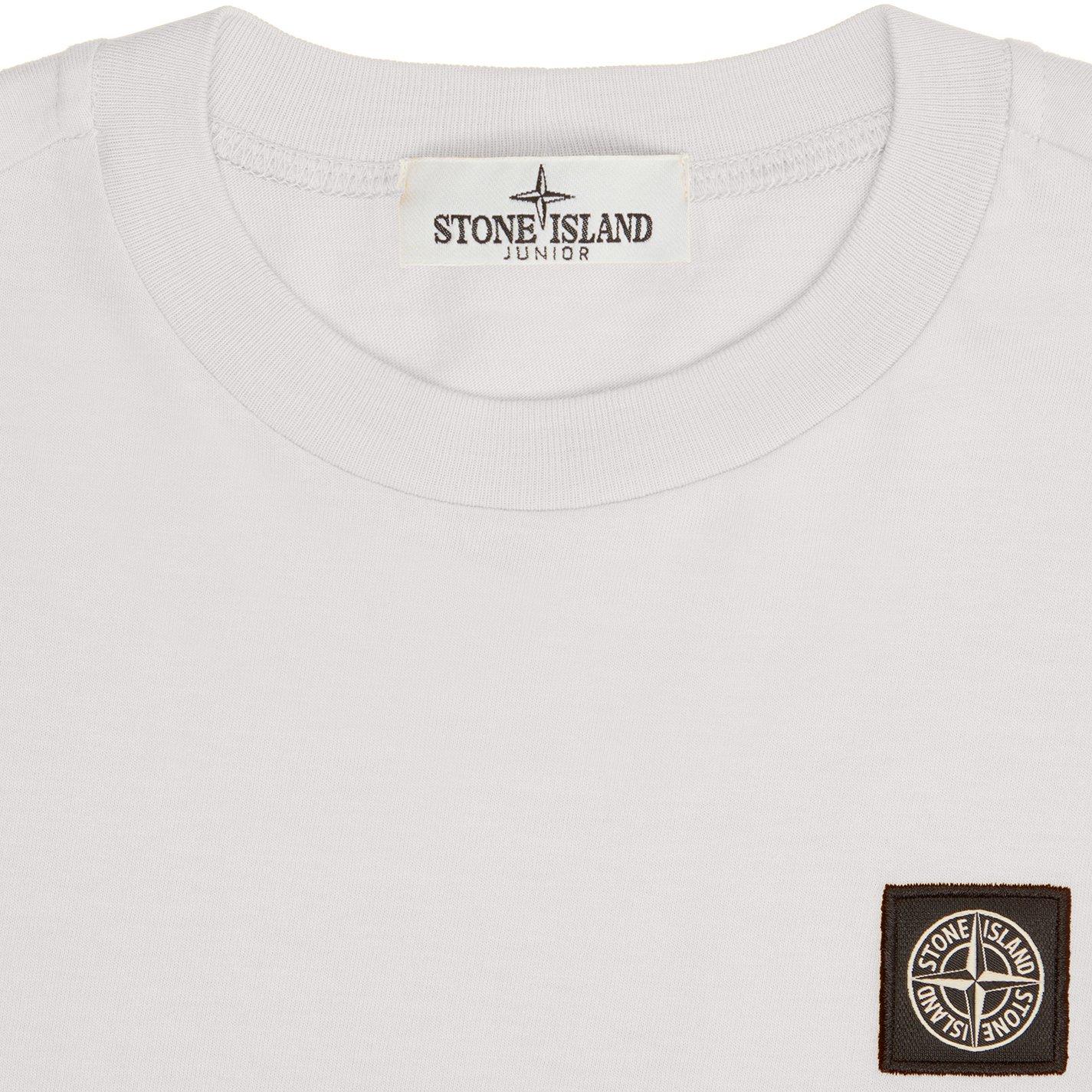 White V0001 - Stone Island - Boys' Logo Cotton Long Sleeve Badge T-Shirt - 4