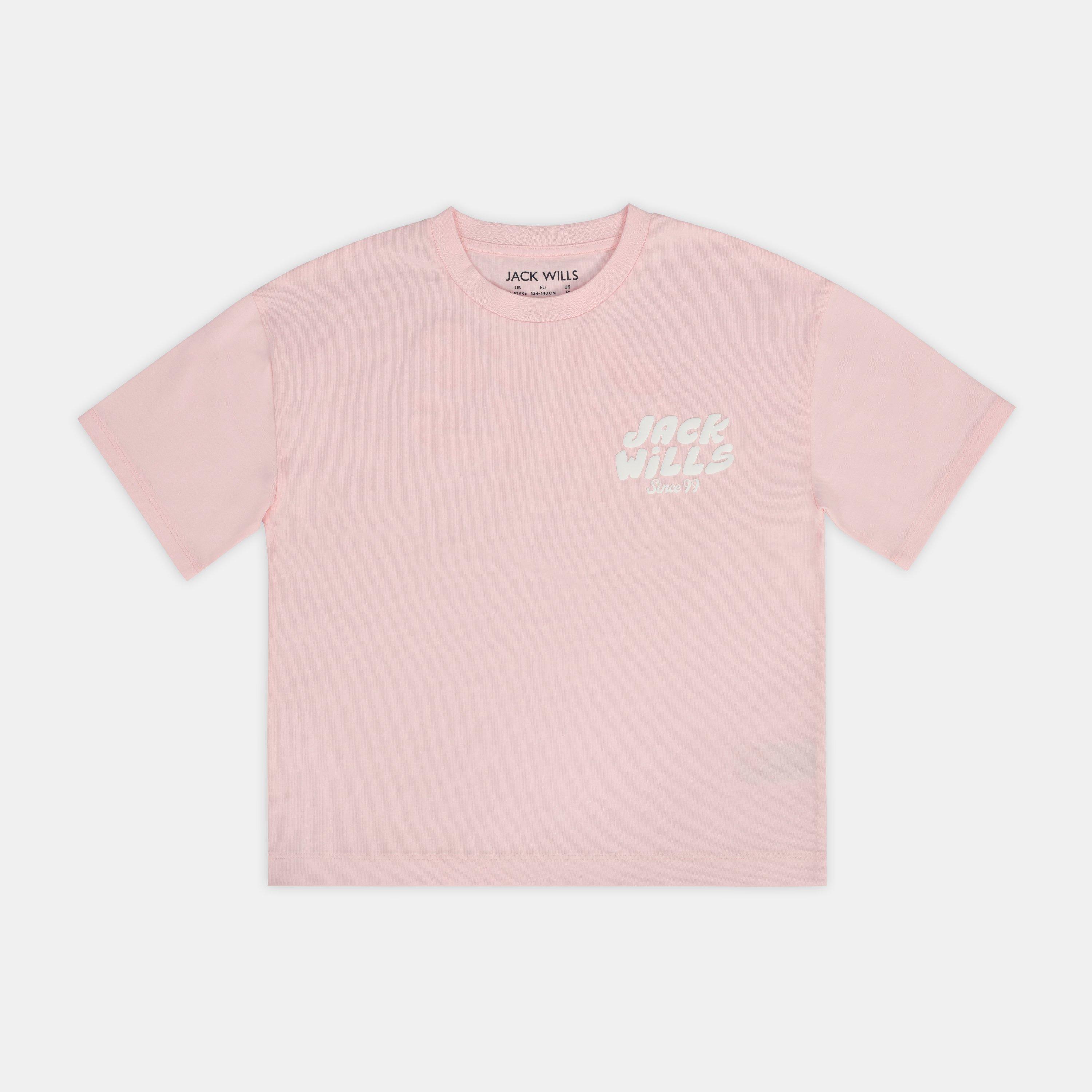 Roze - Jack Wills - Kids' Cotton Short Sleeve Crew Neck T-Shirt - 1