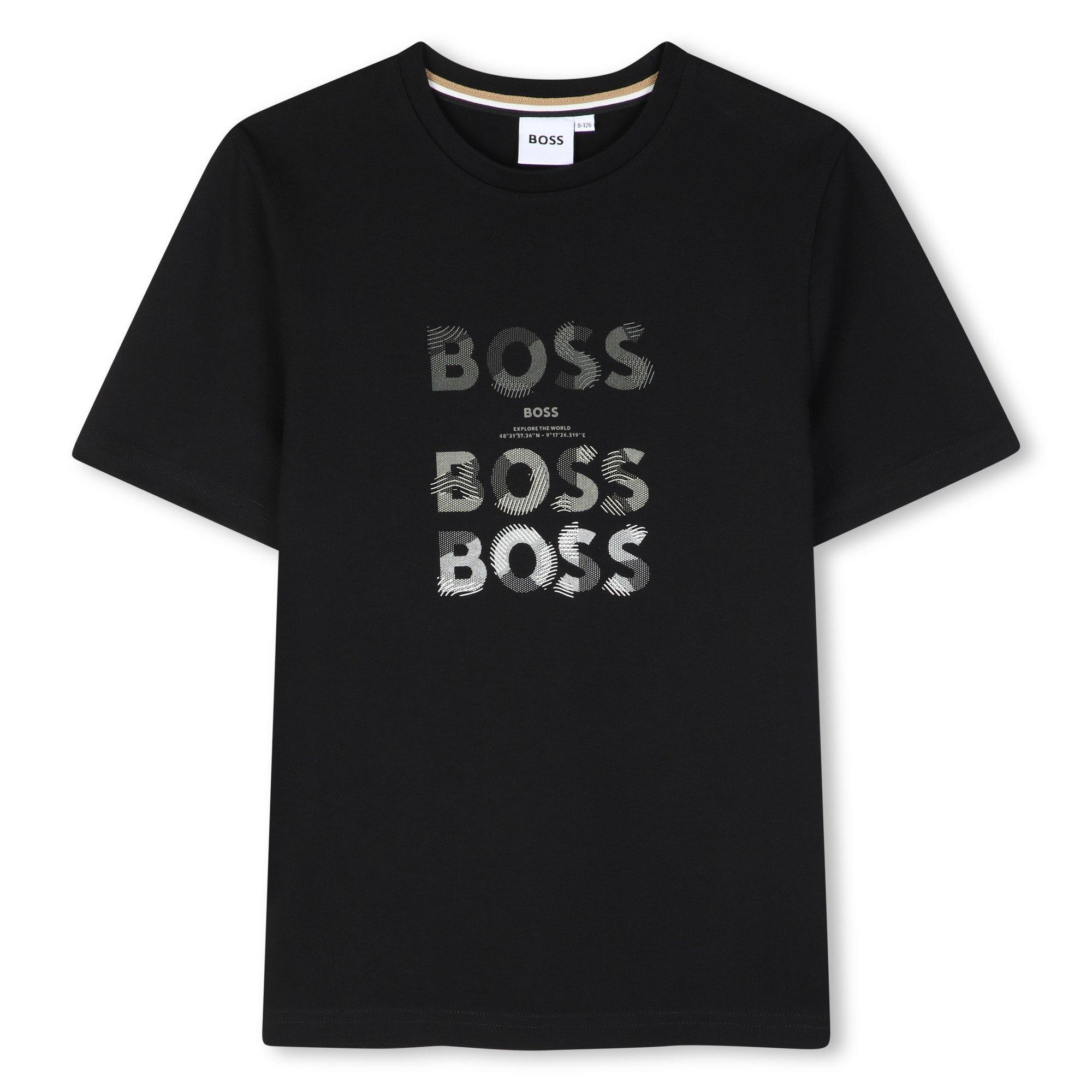 Boss Kids' Multi Logo Cotton Crew-Neck Short-Sleeve T-Shirt