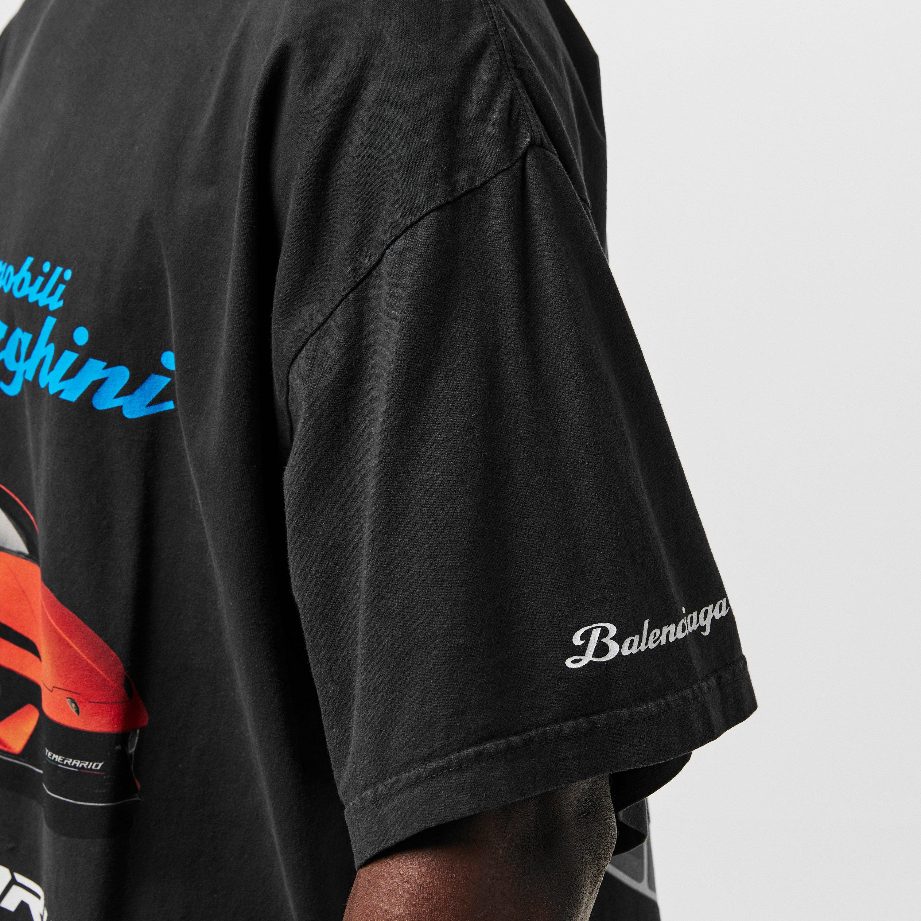 Washed Black - Balenciaga - Men's Lamborghini Oversized T-Shirt - 5