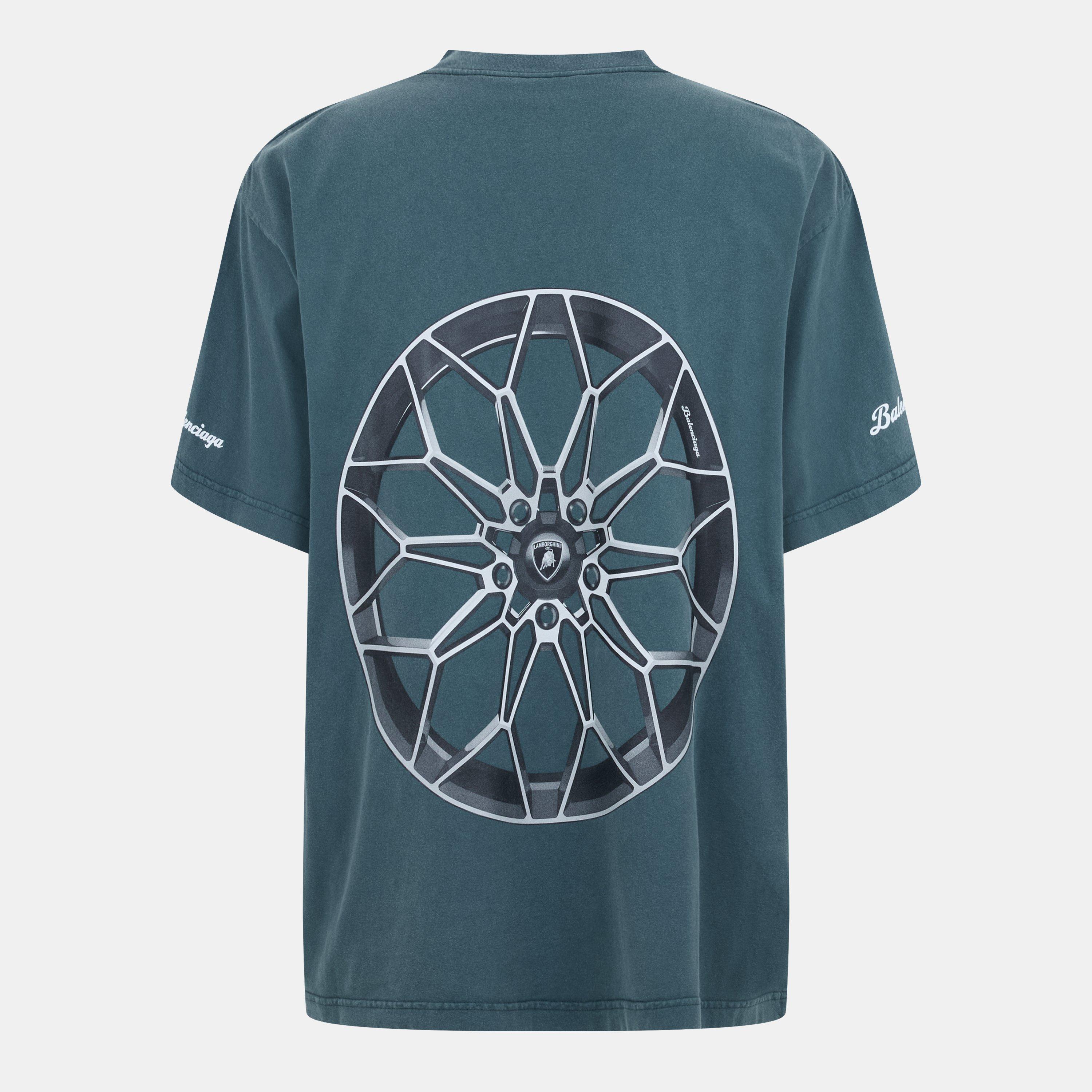 Washed Blue - Balenciaga - Men's Lamborghini Oversized T-Shirt - 2