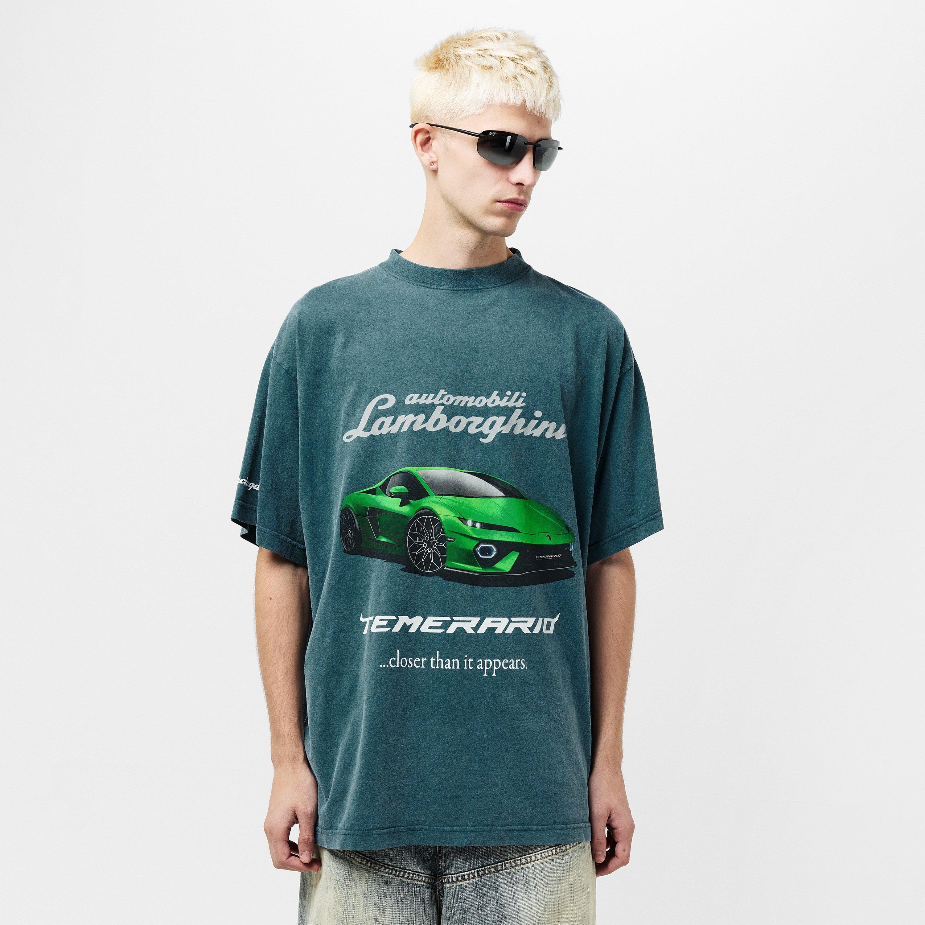 Washed Blue - Balenciaga - Men's Lamborghini Oversized T-Shirt - 3