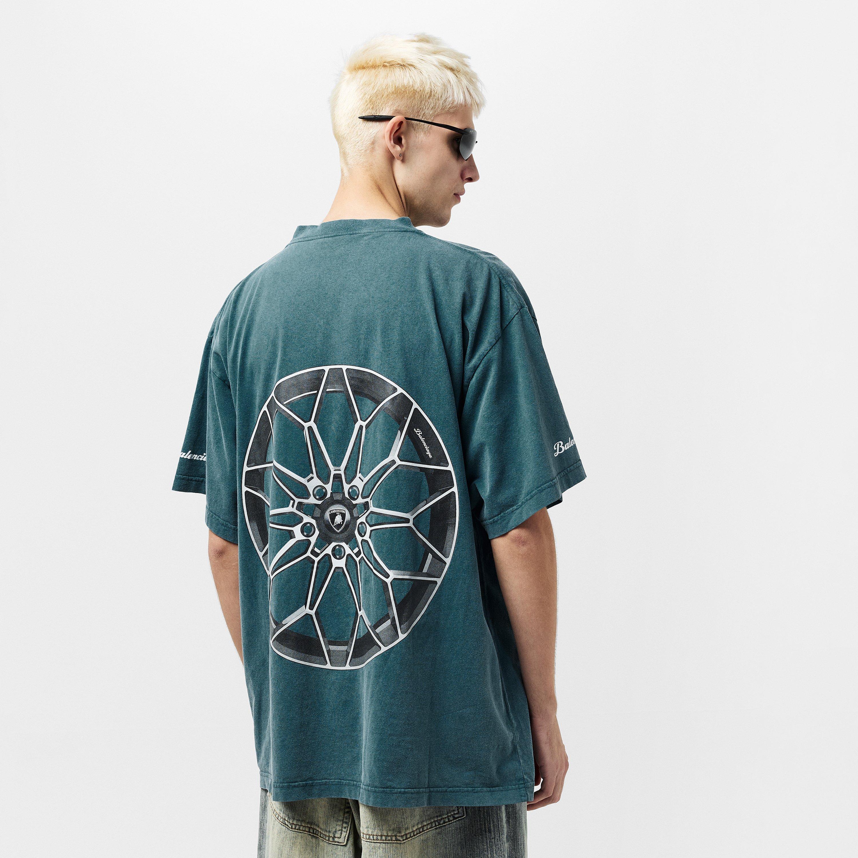 Washed Blue - Balenciaga - Men's Lamborghini Oversized T-Shirt - 4
