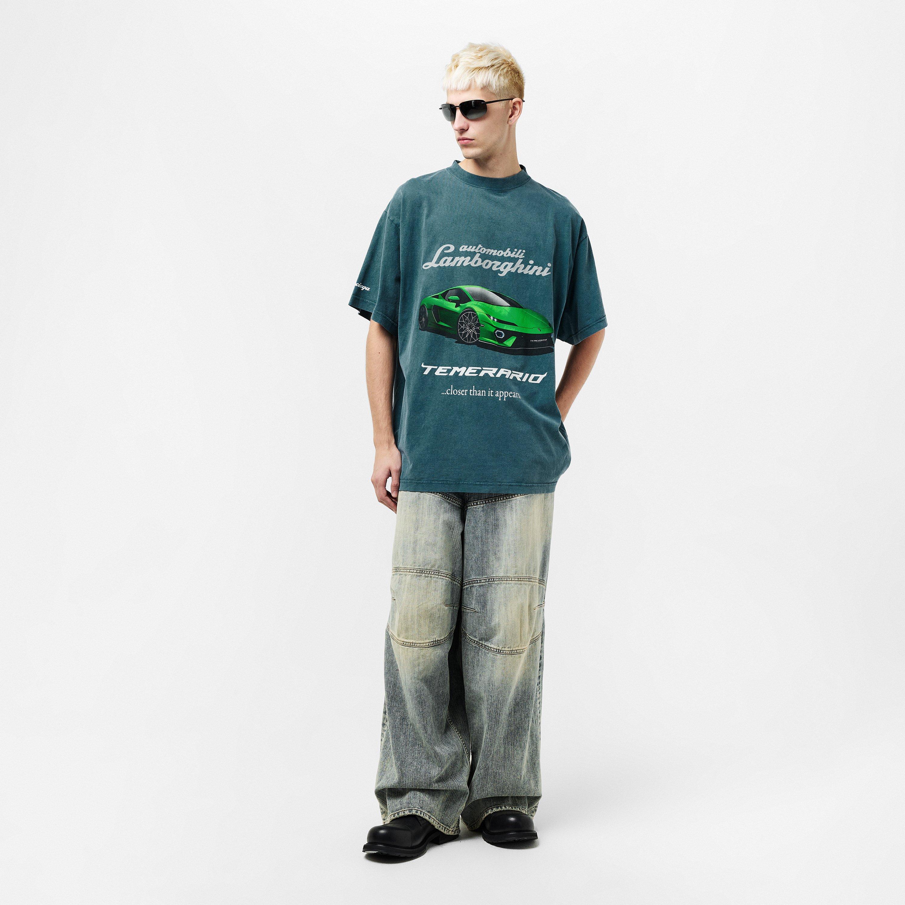 Washed Blue - Balenciaga - Men's Lamborghini Oversized T-Shirt - 6