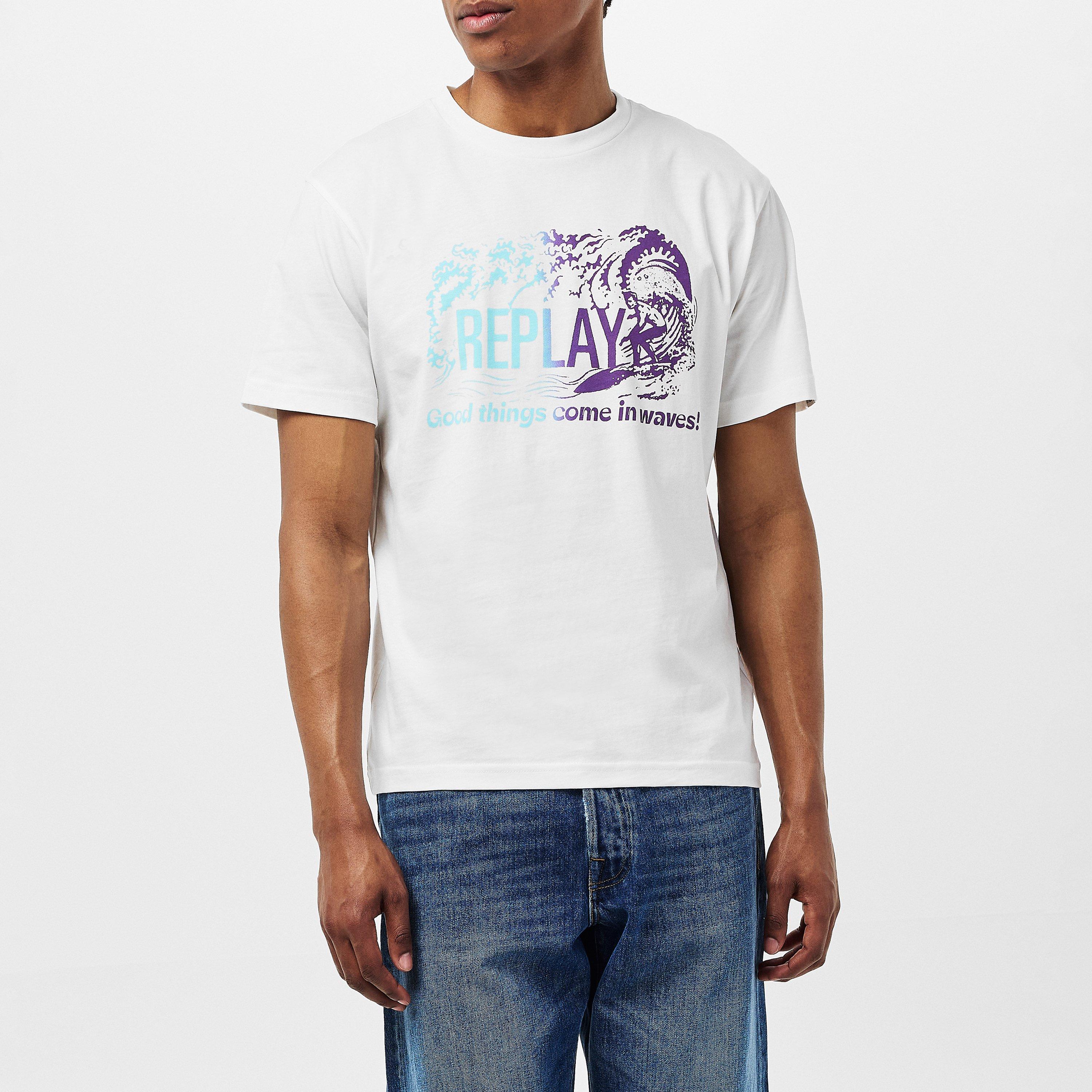 Hvid - Replay - Men's Regular Fit Surf T-Shirt - 3