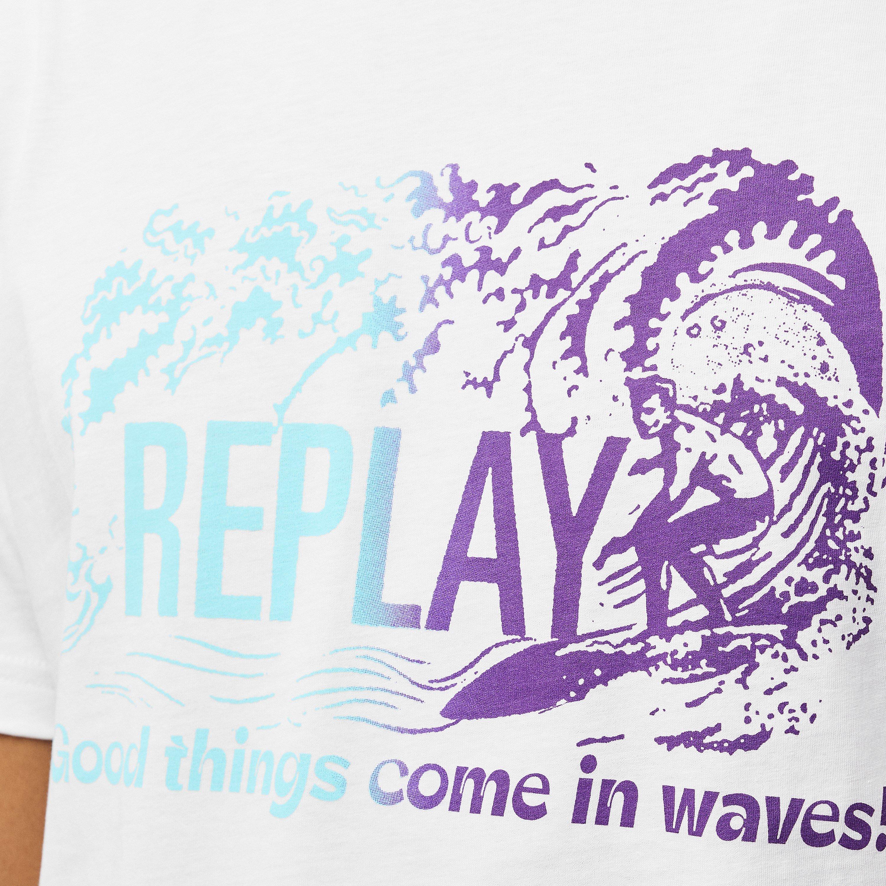 Hvid - Replay - Men's Regular Fit Surf T-Shirt - 5
