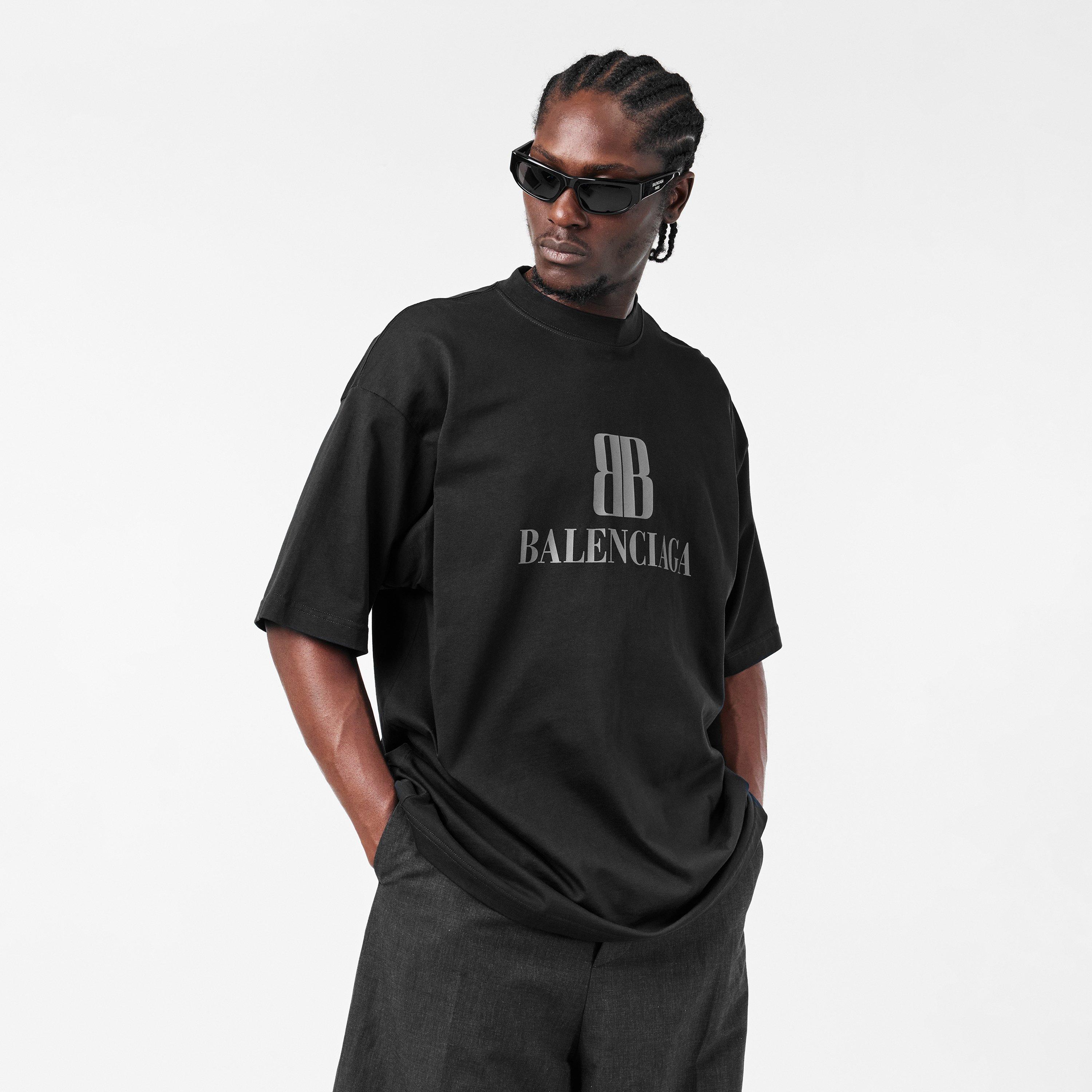 Black - Balenciaga - Men's Oversized T-Shirt, Design - 3