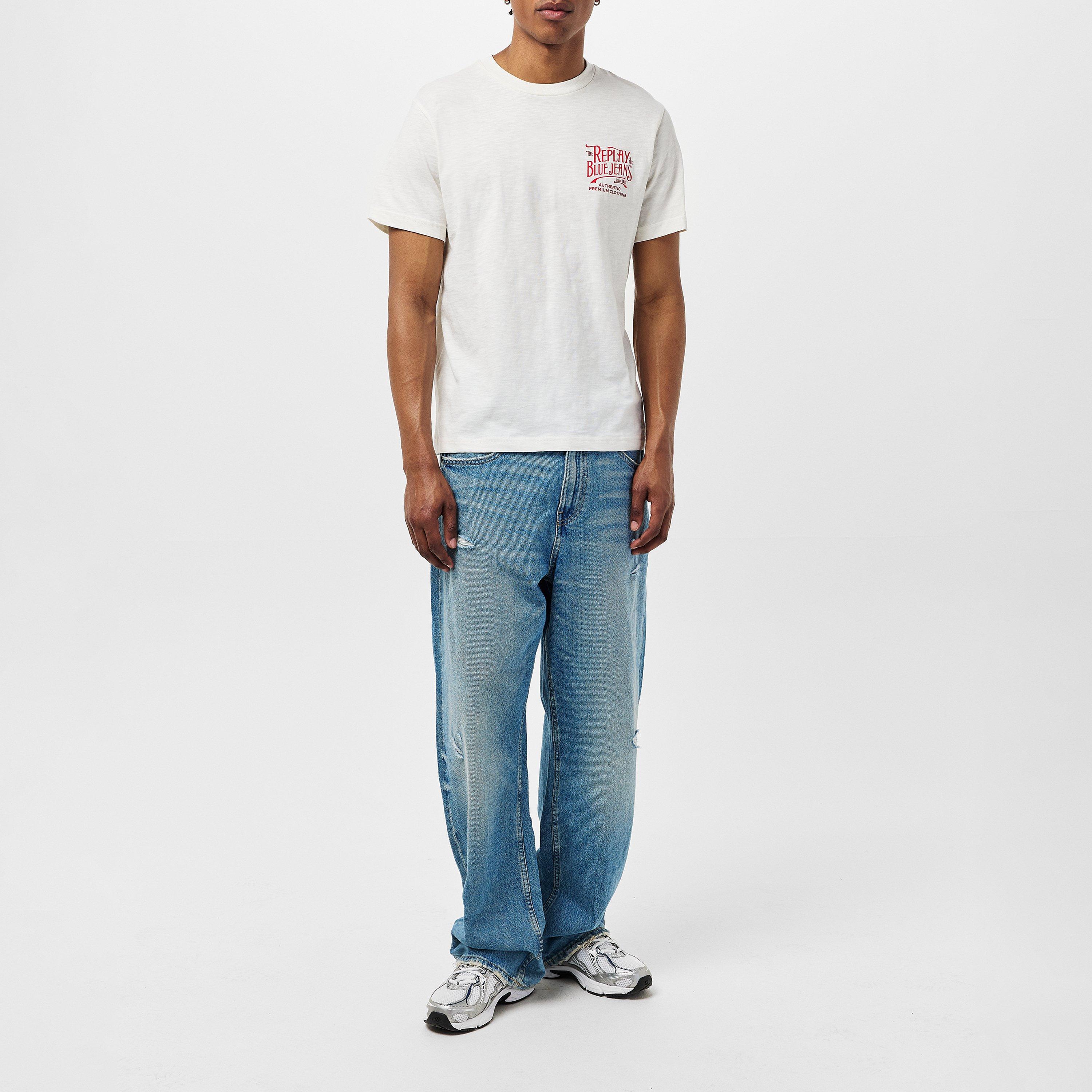 White - Replay - Back Jeans T-Shirt - 6