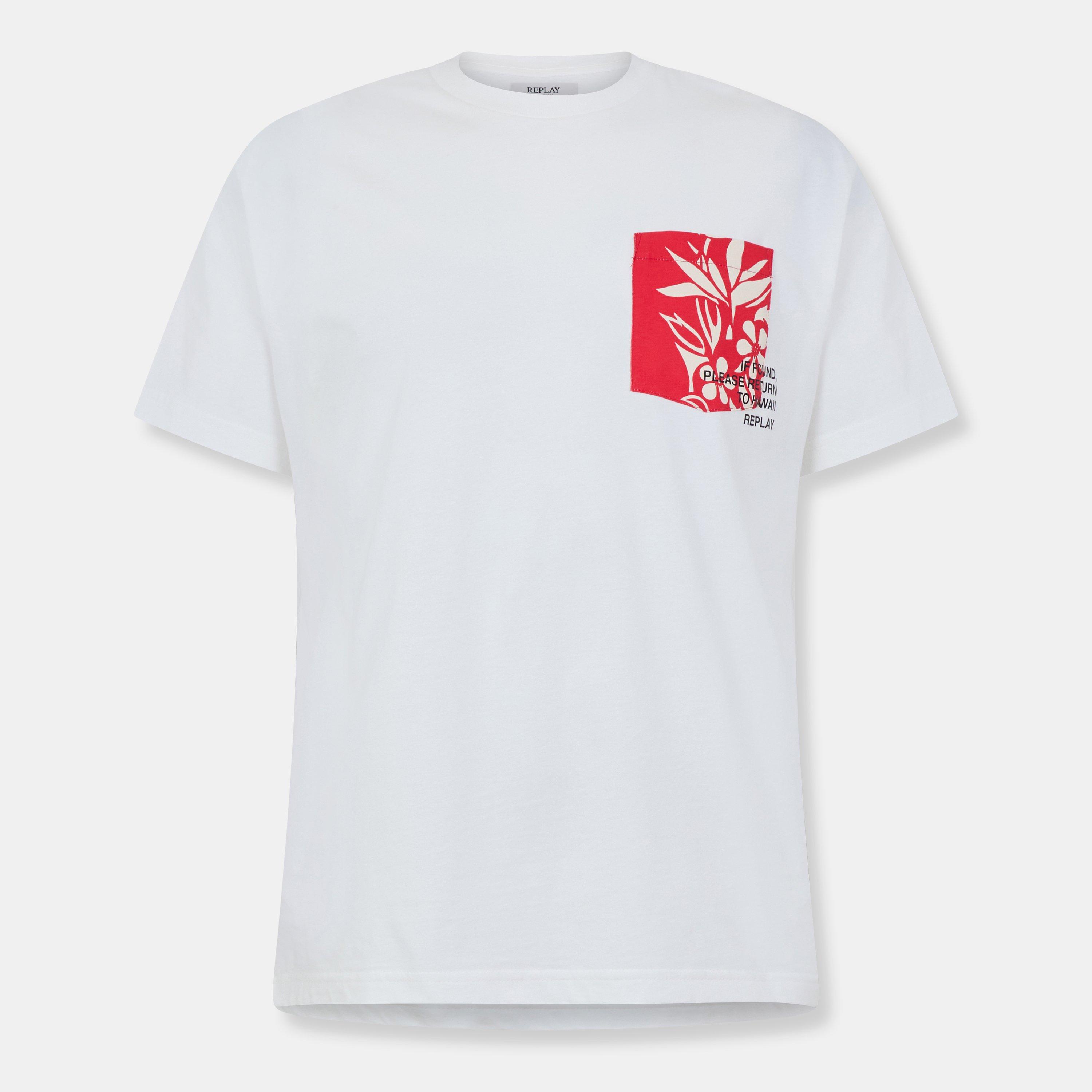Replay Men's Hawaiian Pocket T-Shirt - White - L