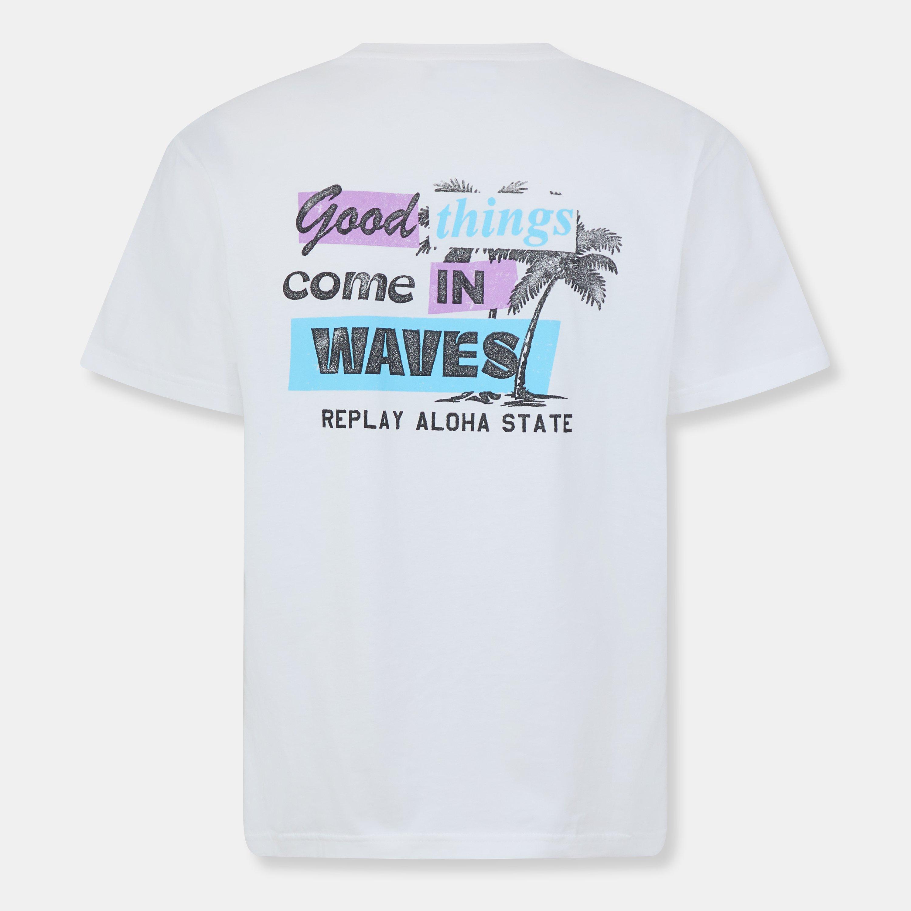White - Replay - Men's Aloha State Regular Fit T-Shirt - 2