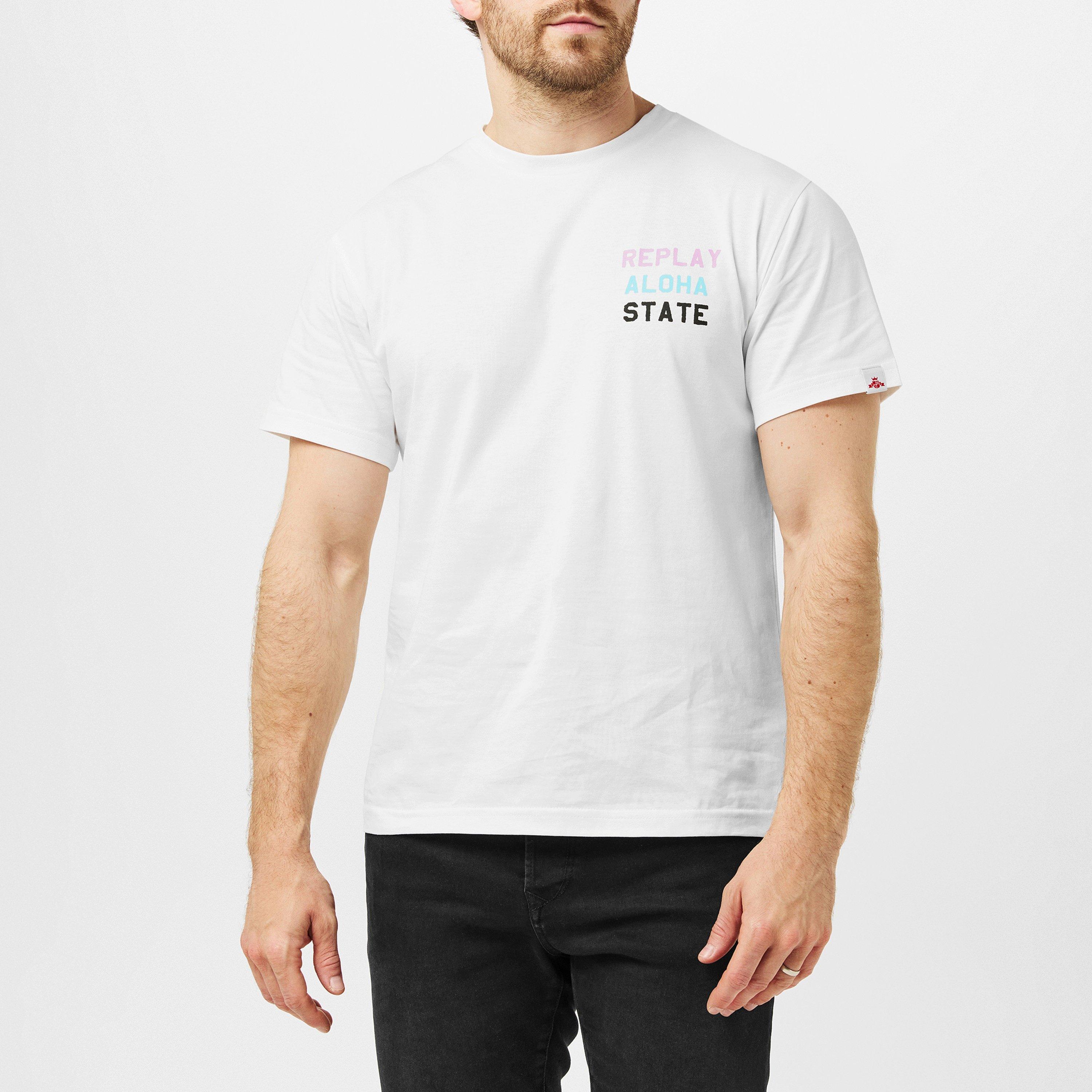White - Replay - Men's Aloha State Regular Fit T-Shirt - 3