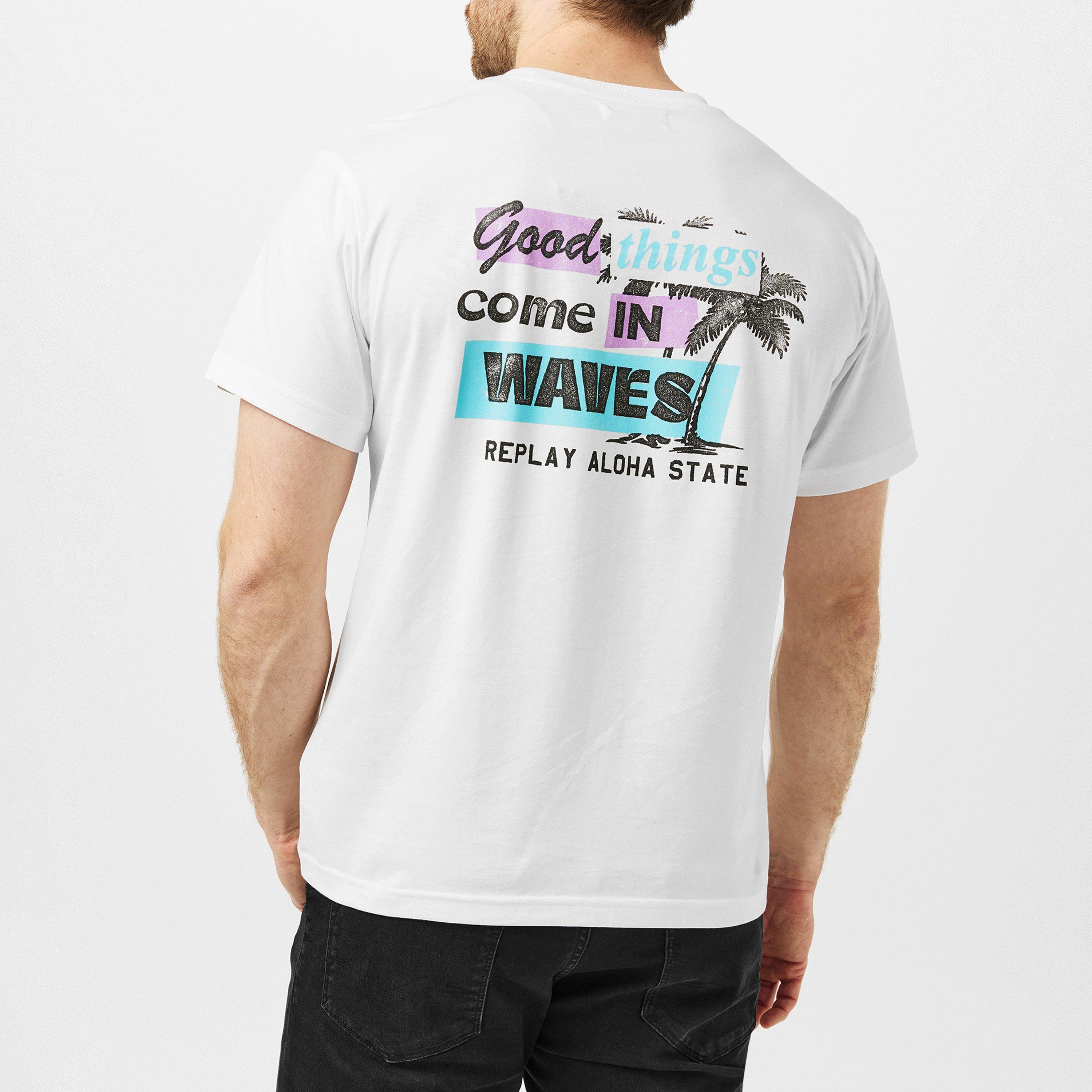 White - Replay - Men's Aloha State Regular Fit T-Shirt - 4