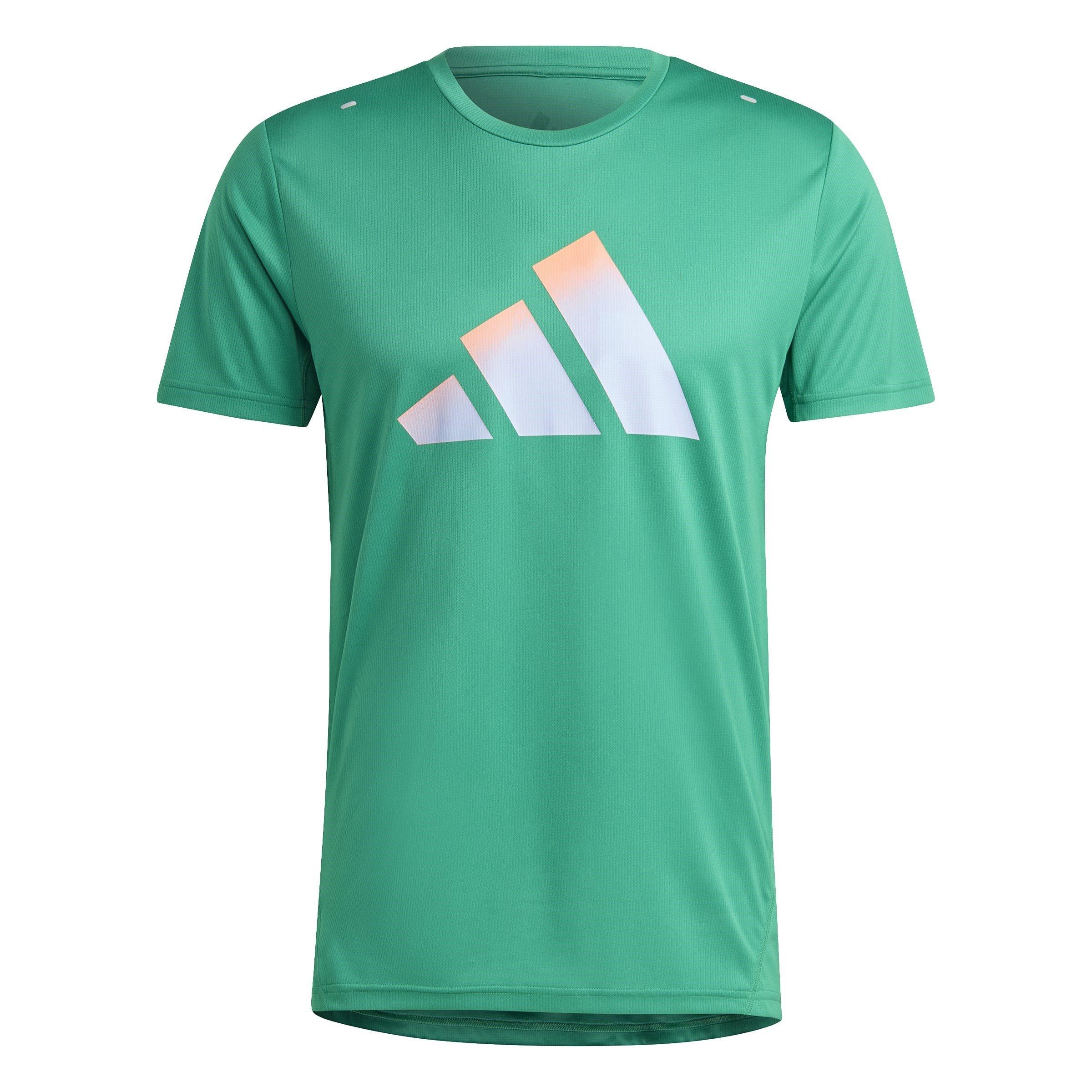 Court Green - adidas - Run Icons 3 Bar Logo T-Shirt Mens - 1