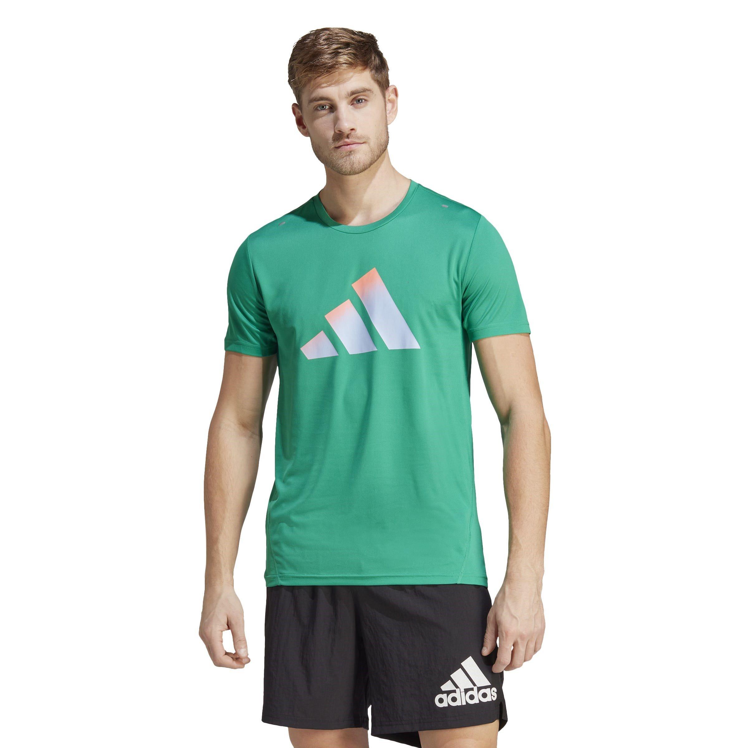Court Green - adidas - Run Icons 3 Bar Logo T-Shirt Mens - 2