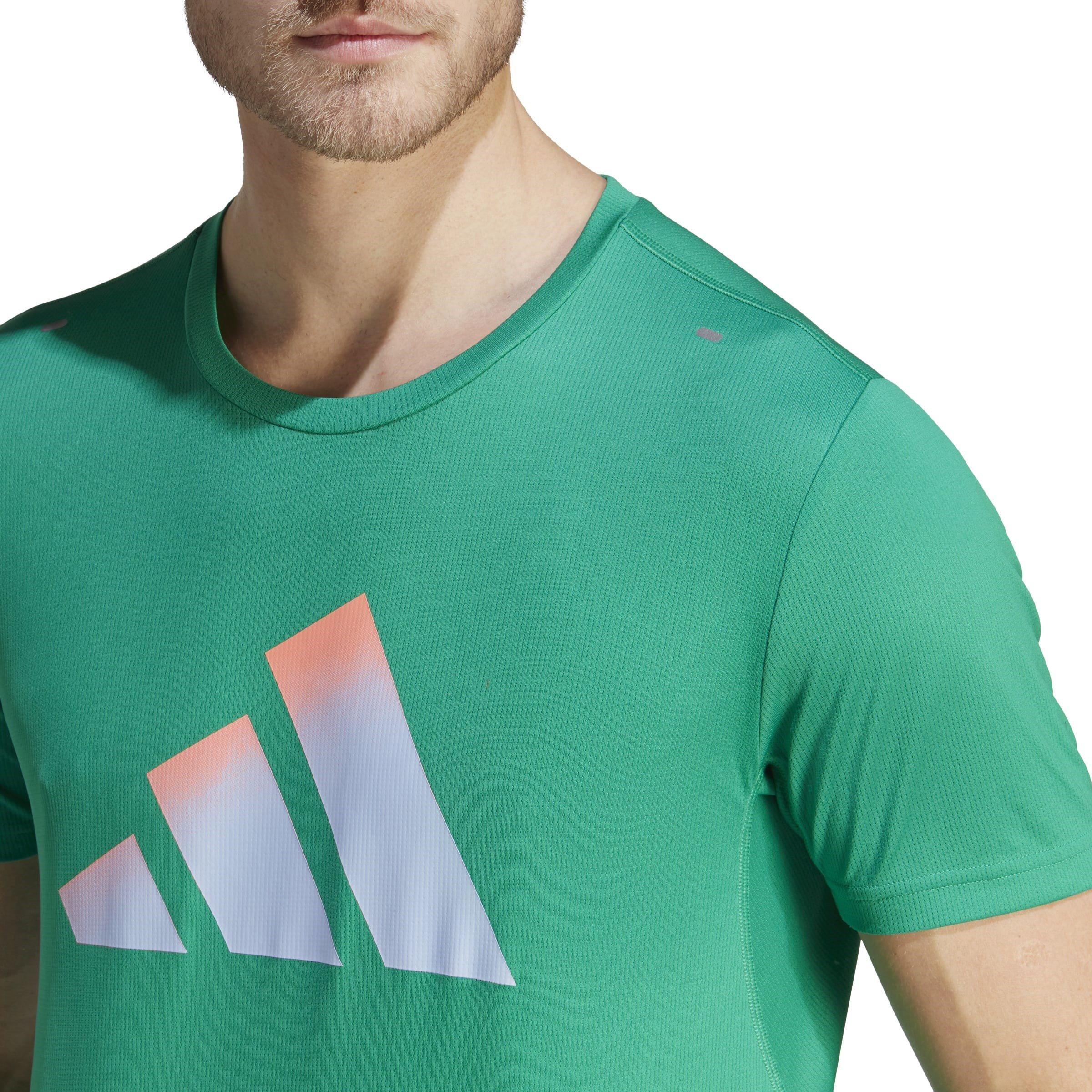 Court Green - adidas - Run Icons 3 Bar Logo T-Shirt Mens - 5