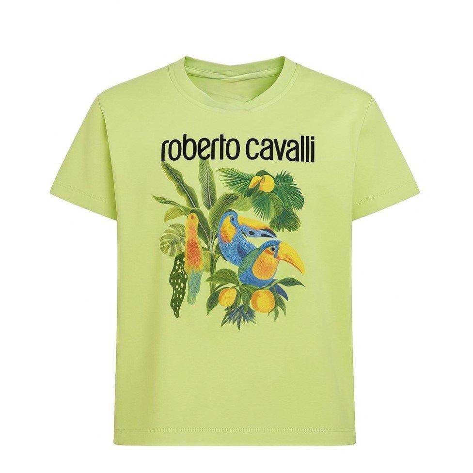 Roberto Cavalli  Kids ' Logo T-Shirt - Mf1green_lett - 10Y