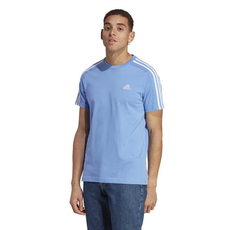 Blue Fu/White - adidas - Essentials 3-Stripes T-Shirt - 2