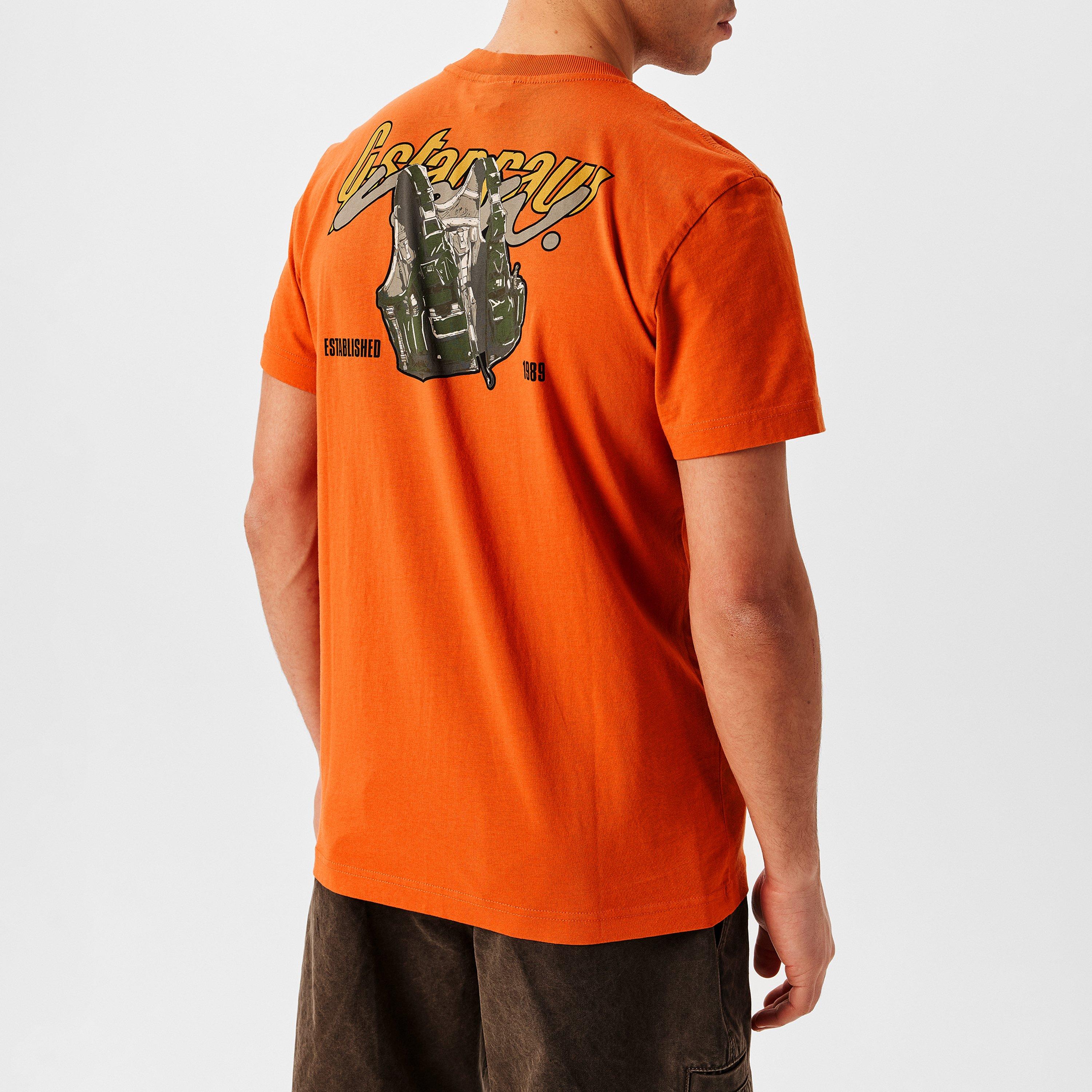 Orange - G Star - Vest Back Graphic T-Shirt - 4