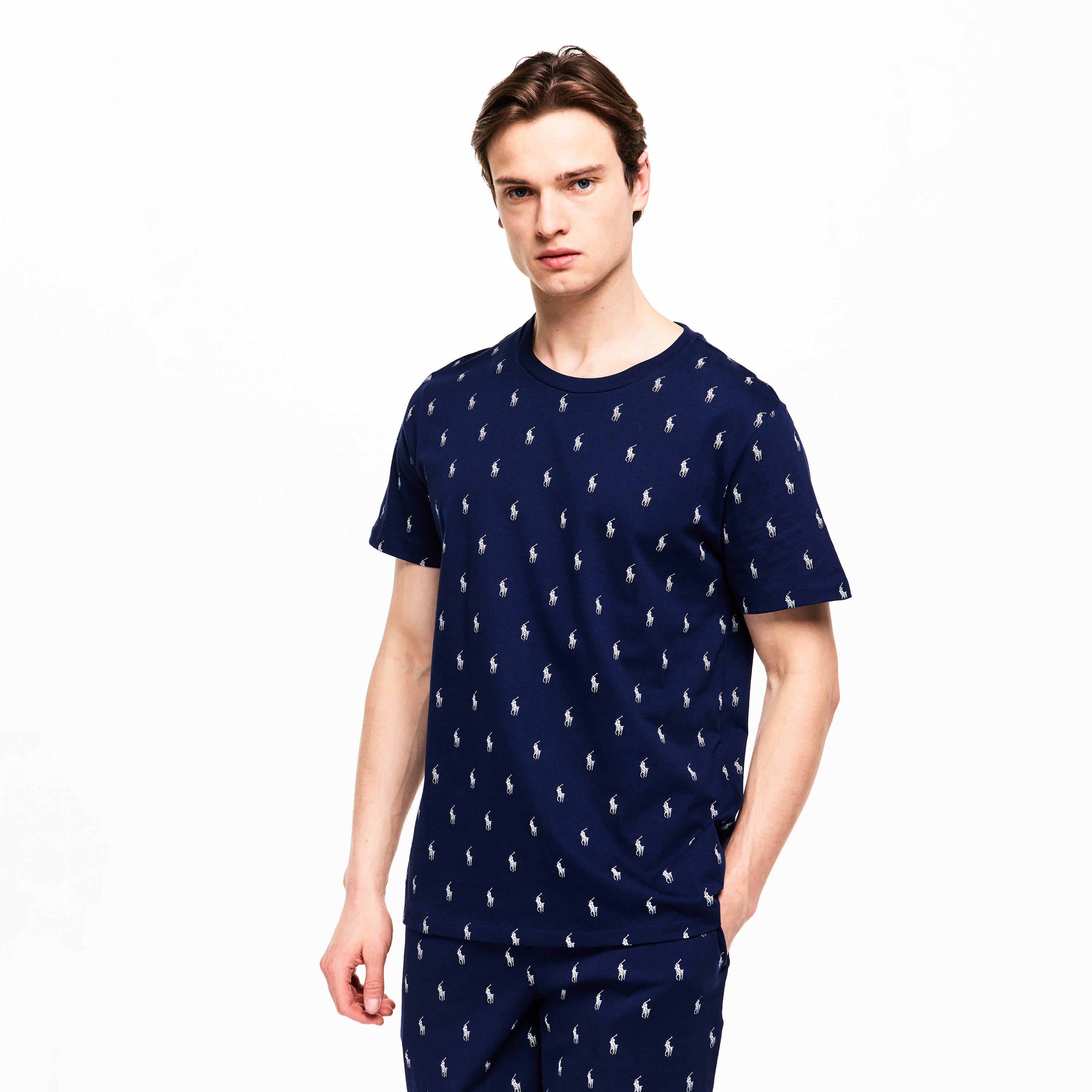 Navy AOPP - Polo Ralph Lauren - Men's All Over Pony Cotton Short Sleeve T-Shirt - 3