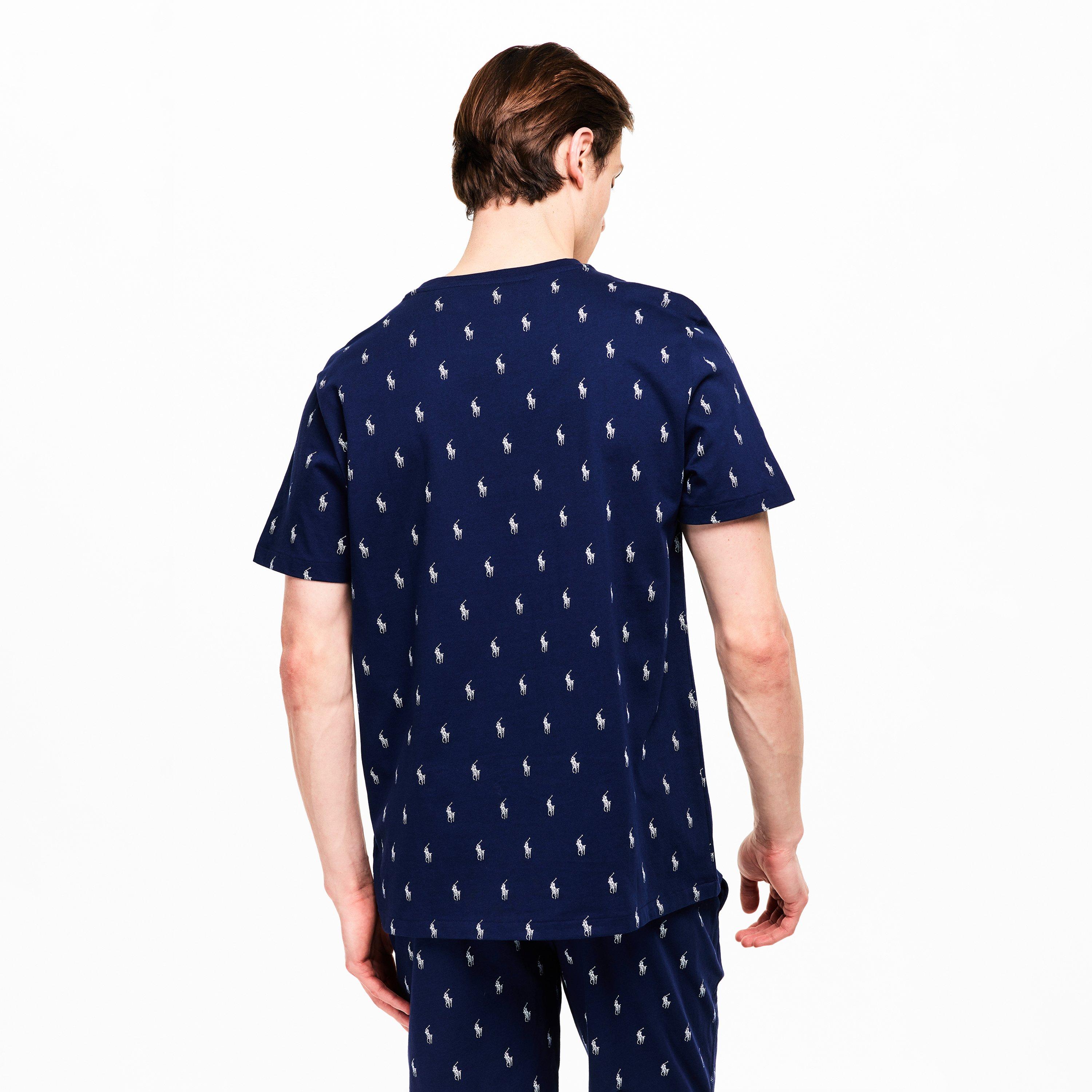 Navy AOPP - Polo Ralph Lauren - Men's All Over Pony Cotton Short Sleeve T-Shirt - 4