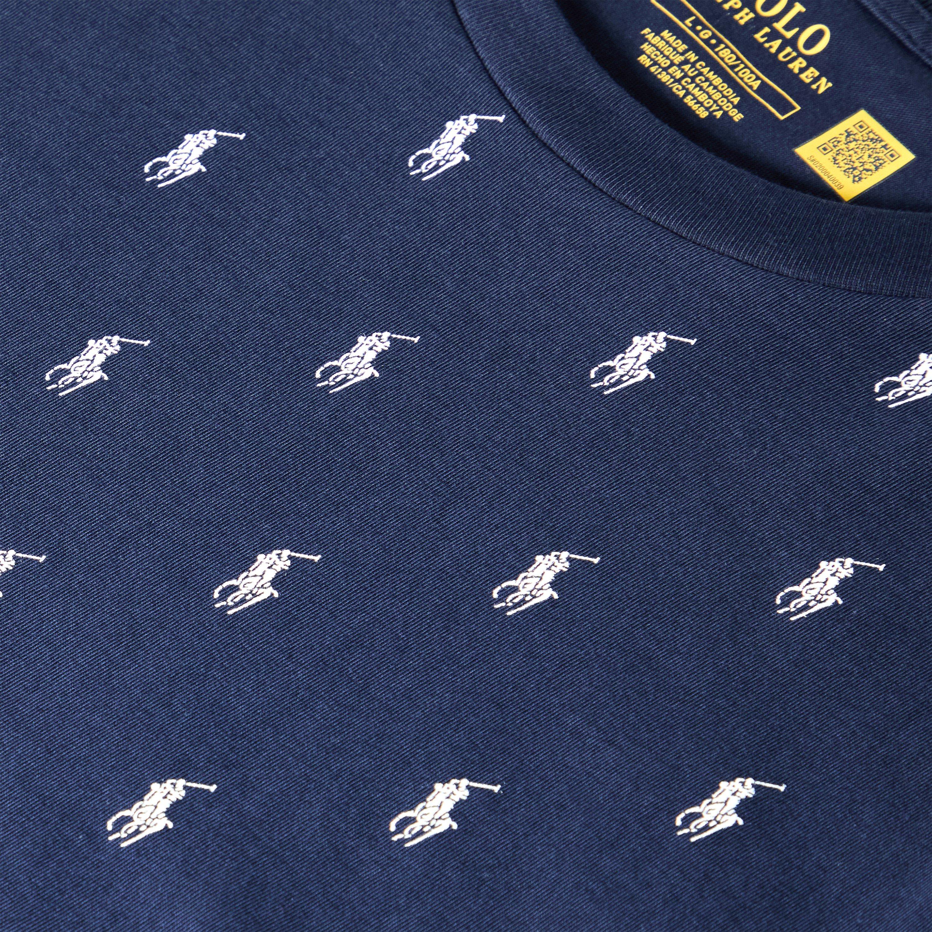 Navy AOPP - Polo Ralph Lauren - Men's All Over Pony Cotton Short Sleeve T-Shirt - 3