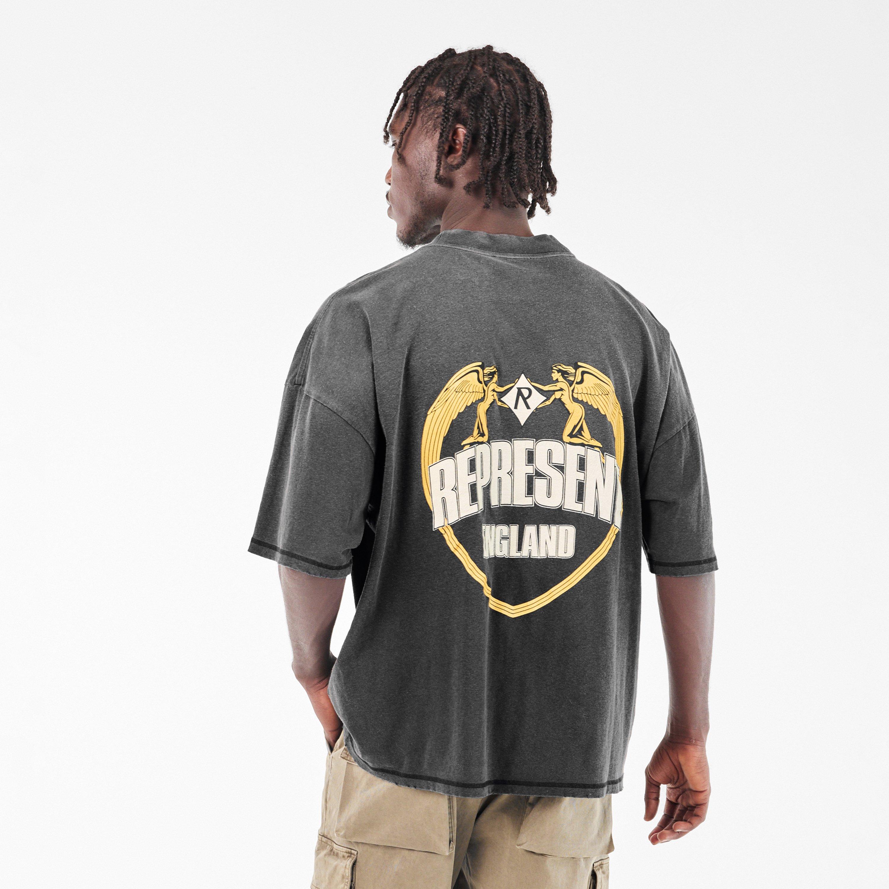 Stained Black - Represent - Men's Rep Angel Border Oversized T-Shirt - 4