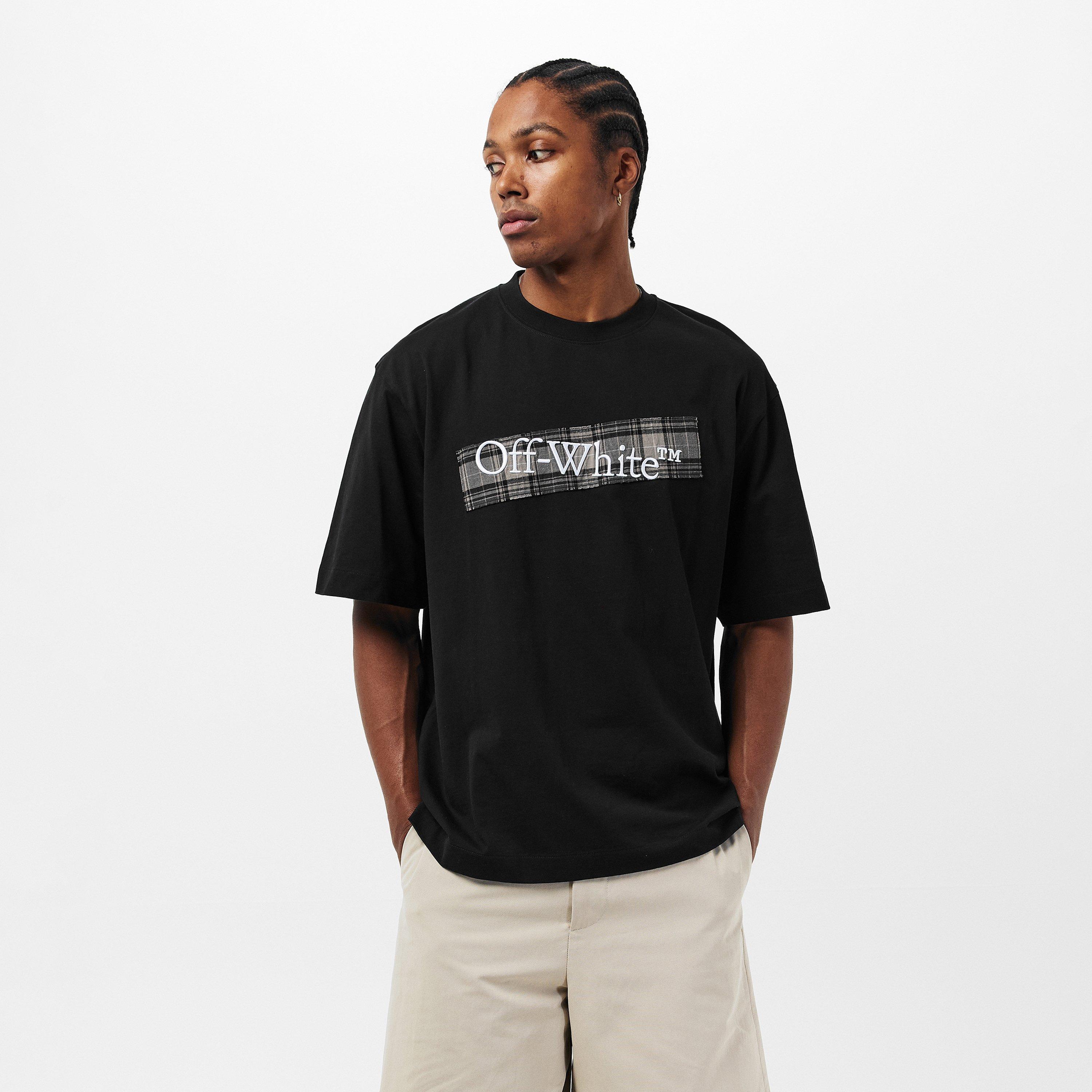 Black - Off White - Men's Regular Fit Flannel T-Shirt - 3