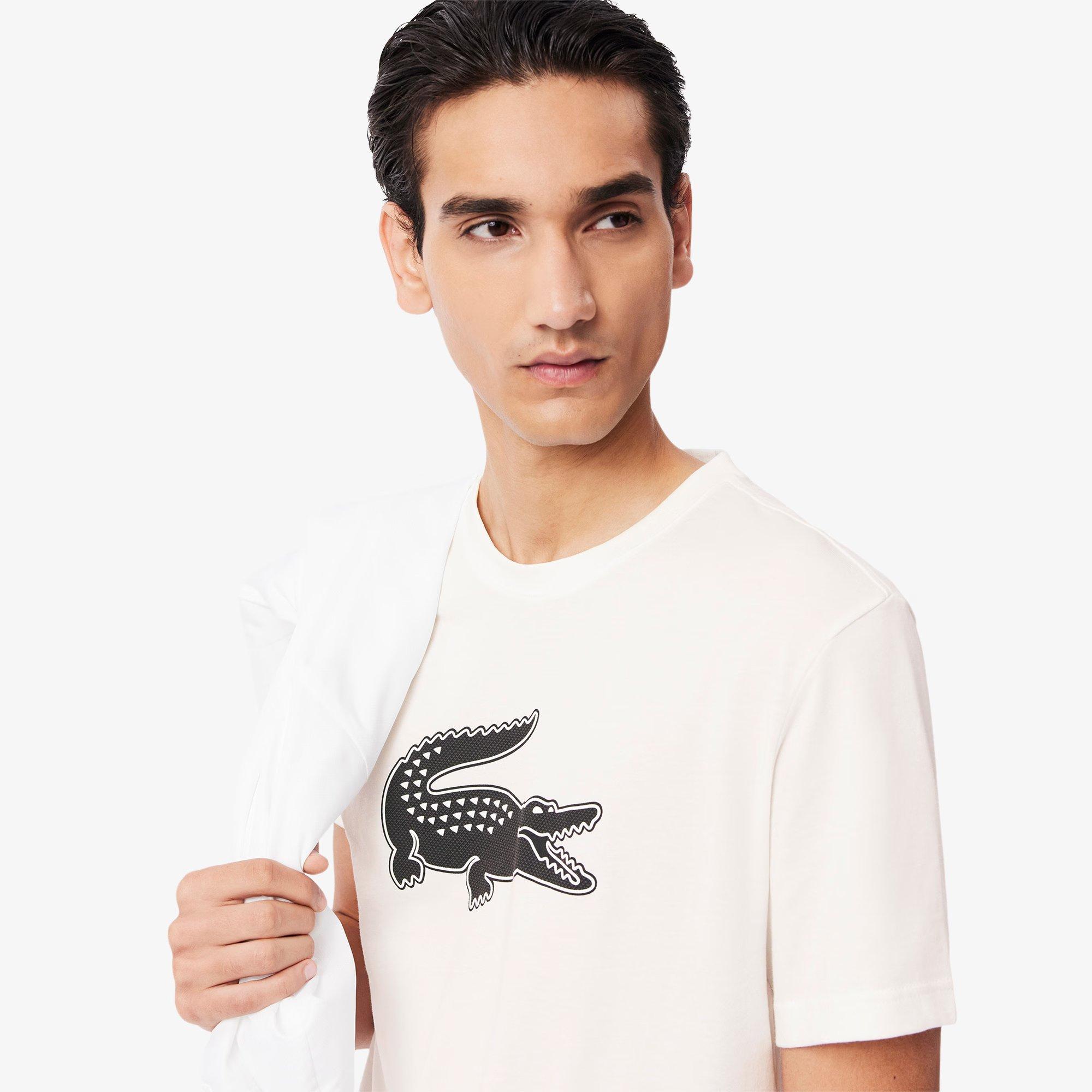 WHITE/BLACK - Lacoste - Ultra Dry XXL Logo Sport Mens T Shirt - 4