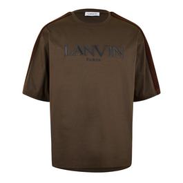 Lanvin Embroidered Curb Trimmed T Shirt