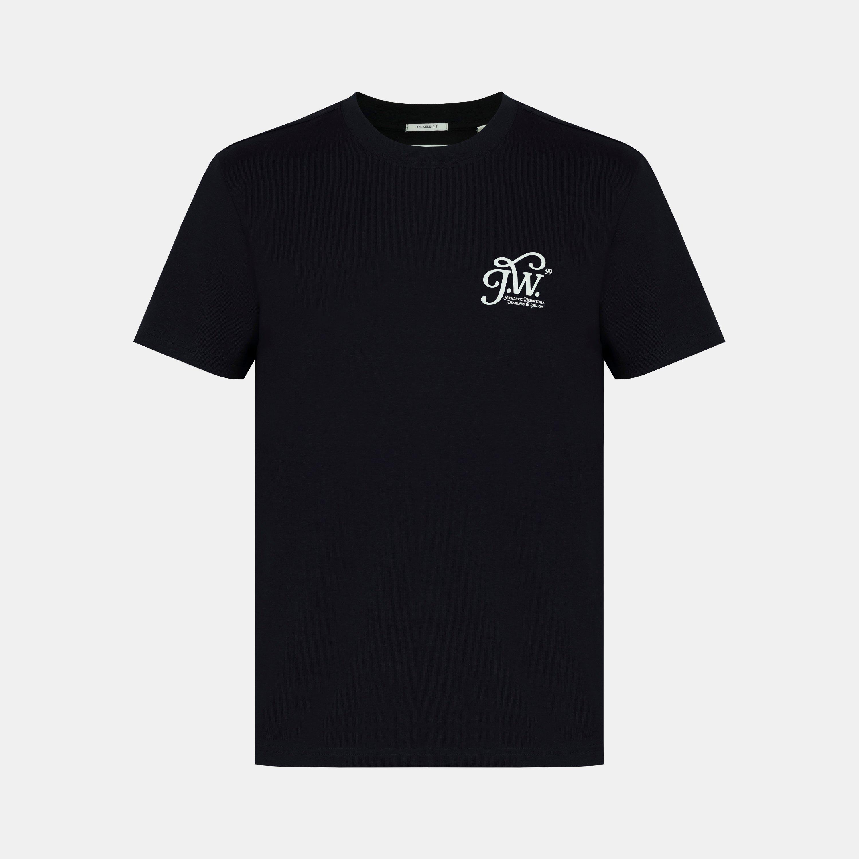 Schwarz - Jack Wills - Men's Script Cotton Short Sleeve Crew Neck Oversized T-Shirt - 1