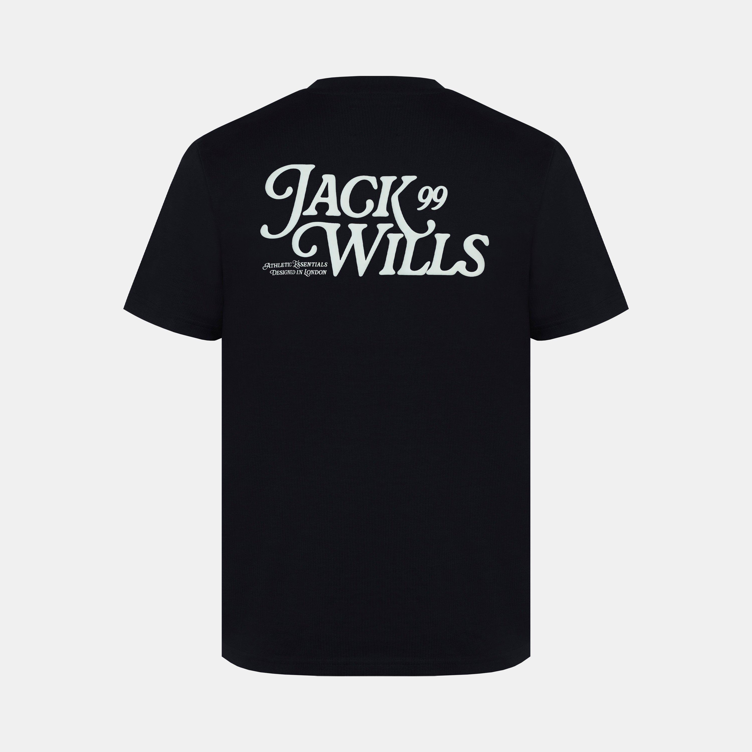 Schwarz - Jack Wills - Men's Script Cotton Short Sleeve Crew Neck Oversized T-Shirt - 3