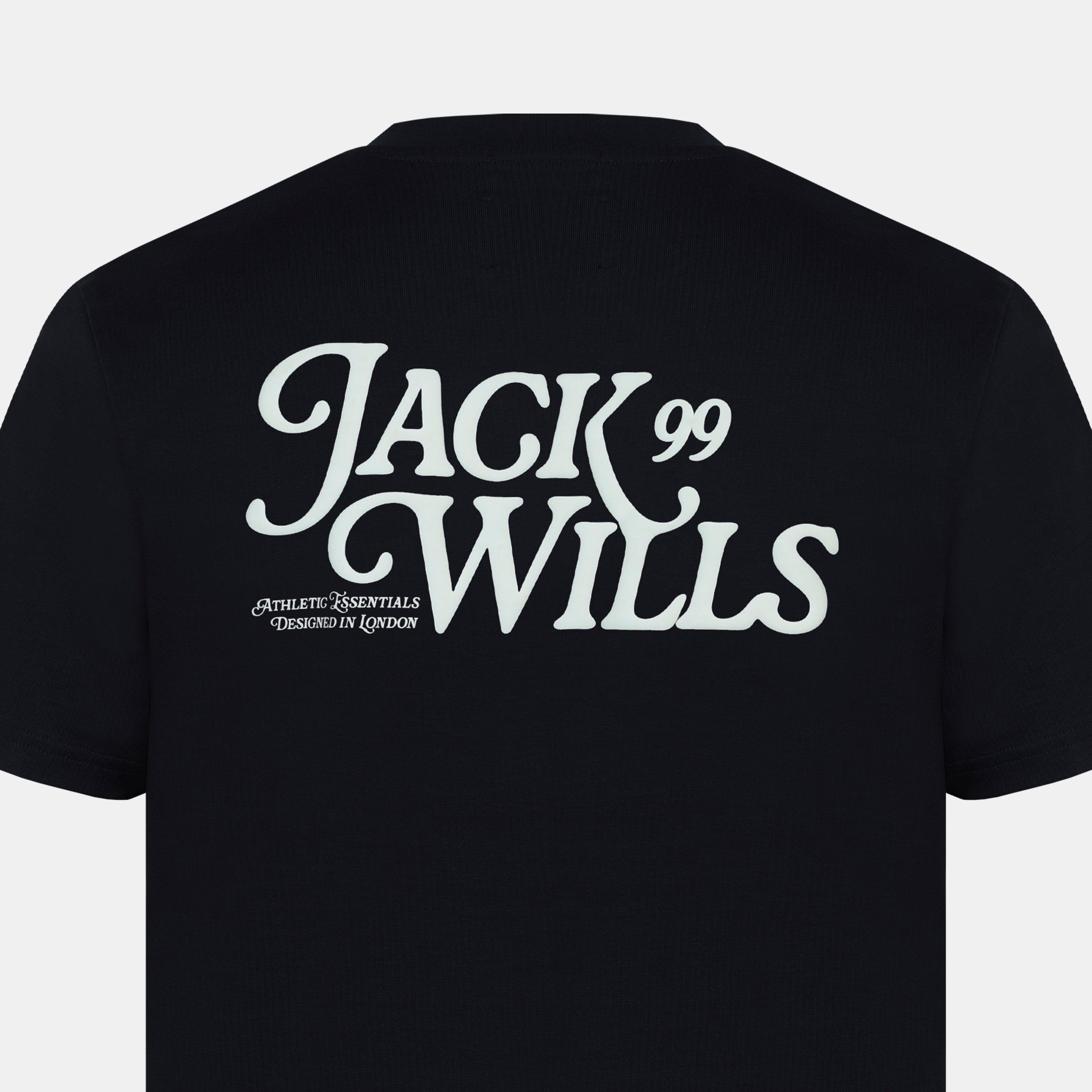 Schwarz - Jack Wills - Men's Script Cotton Short Sleeve Crew Neck Oversized T-Shirt - 6