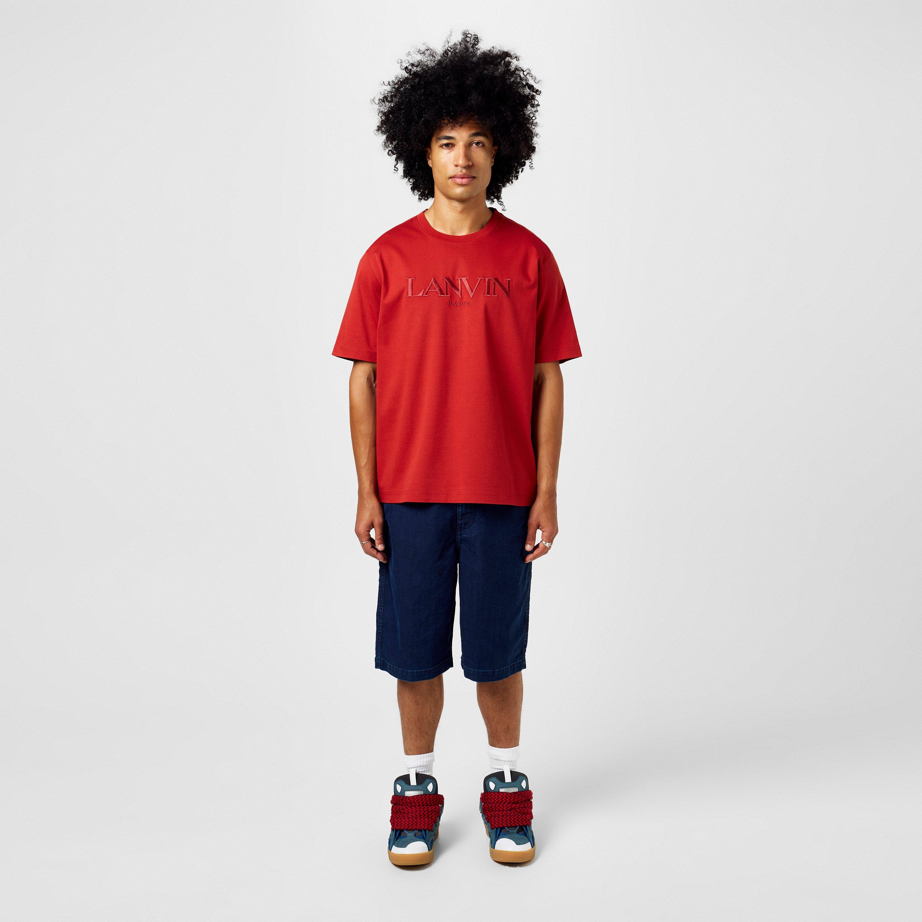 Turk Red 392 - Lanvin - Men's Embroidered Logo Regular Fit T-Shirt - 4