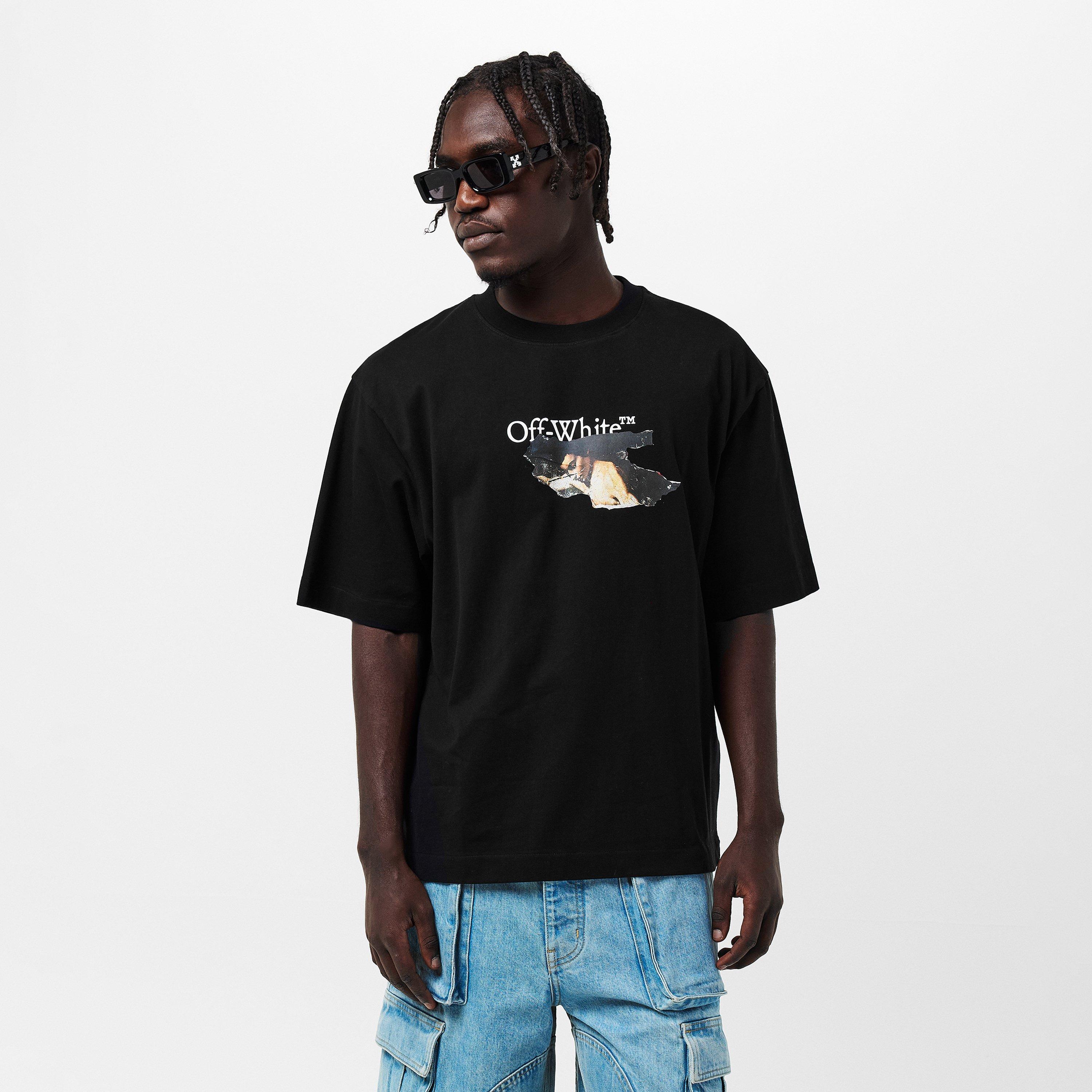 Black - Off White - Men's Paint Arrow Regular Fit T-Shirt - 3