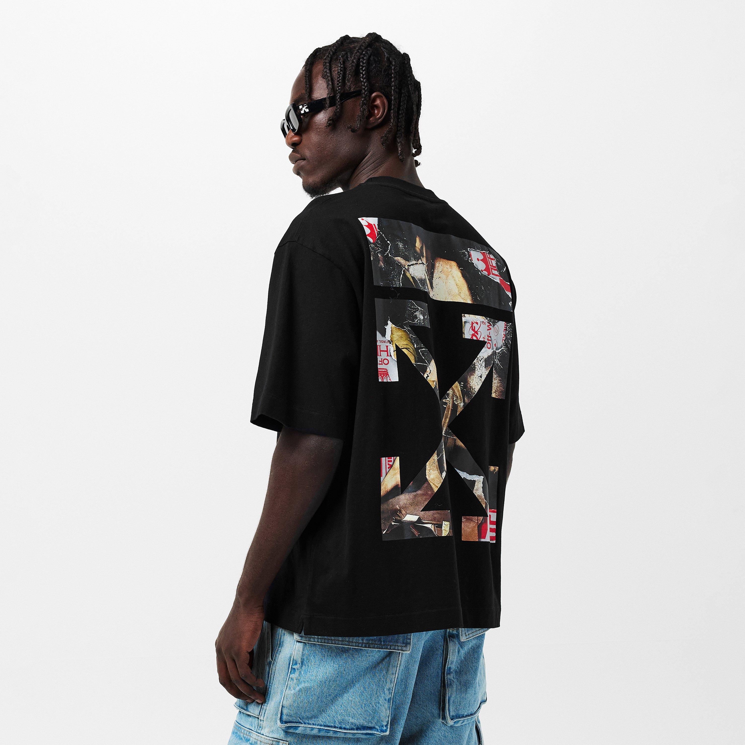 Black - Off White - Men's Paint Arrow Regular Fit T-Shirt - 4