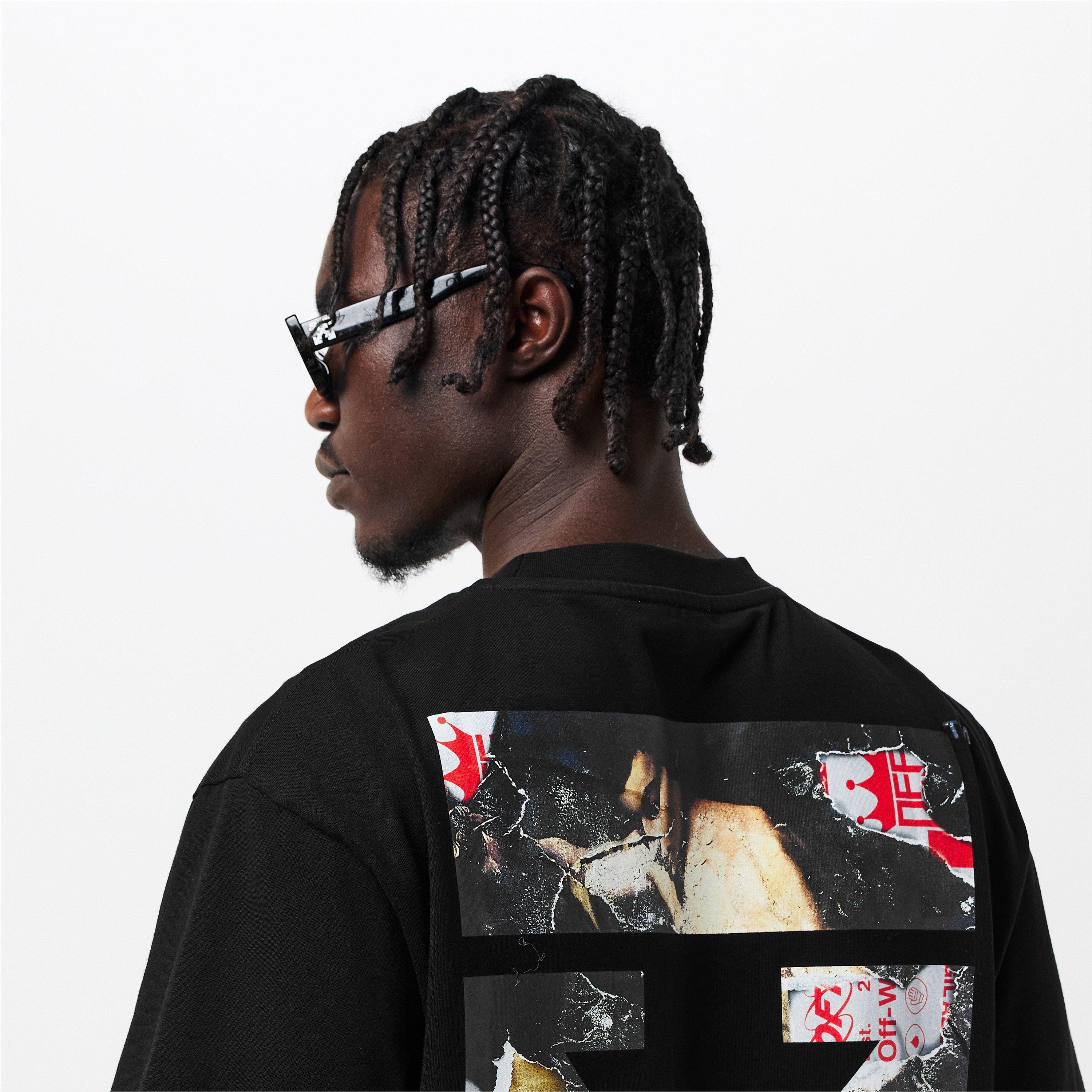 Black - Off White - Men's Paint Arrow Regular Fit T-Shirt - 5