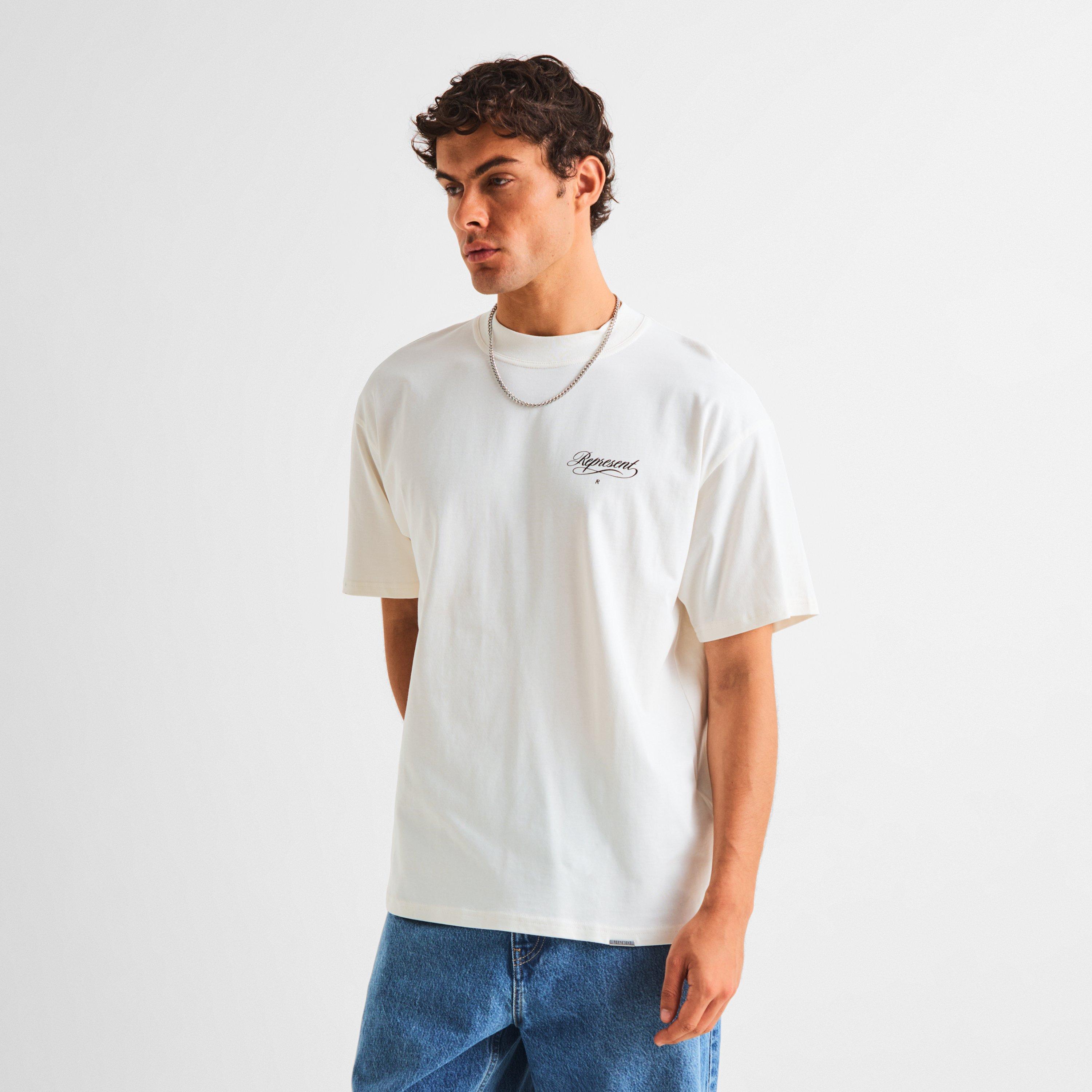 White - Represent - Men's Script R Oversized T-Shirt - 3