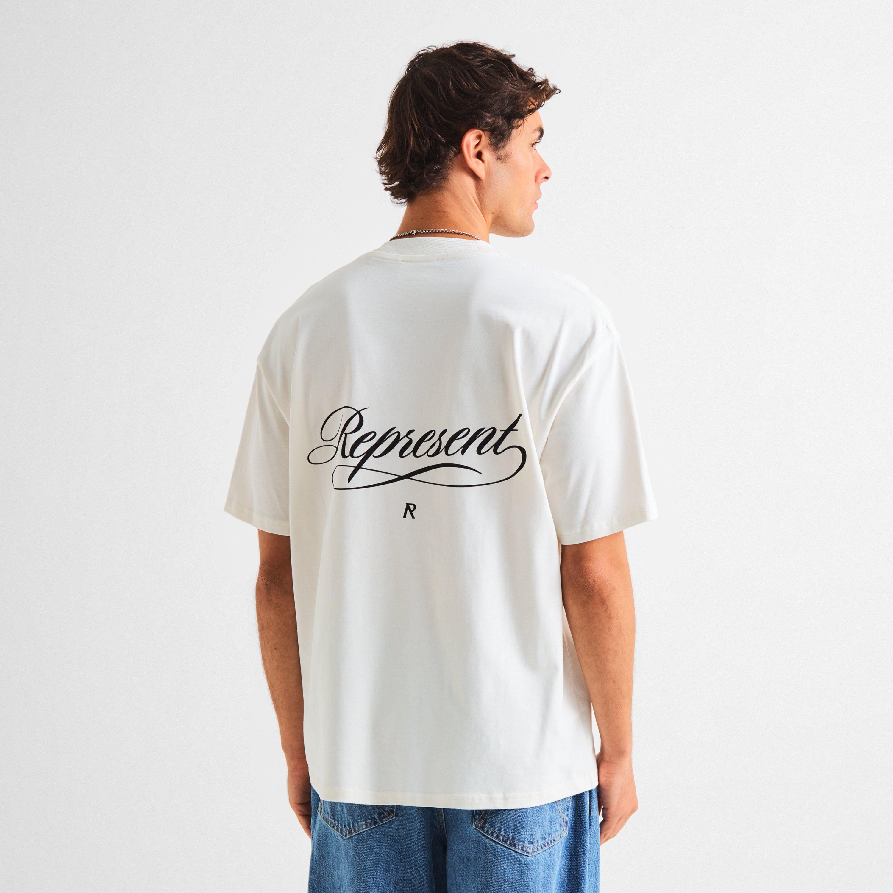 White - Represent - Men's Script R Oversized T-Shirt - 4