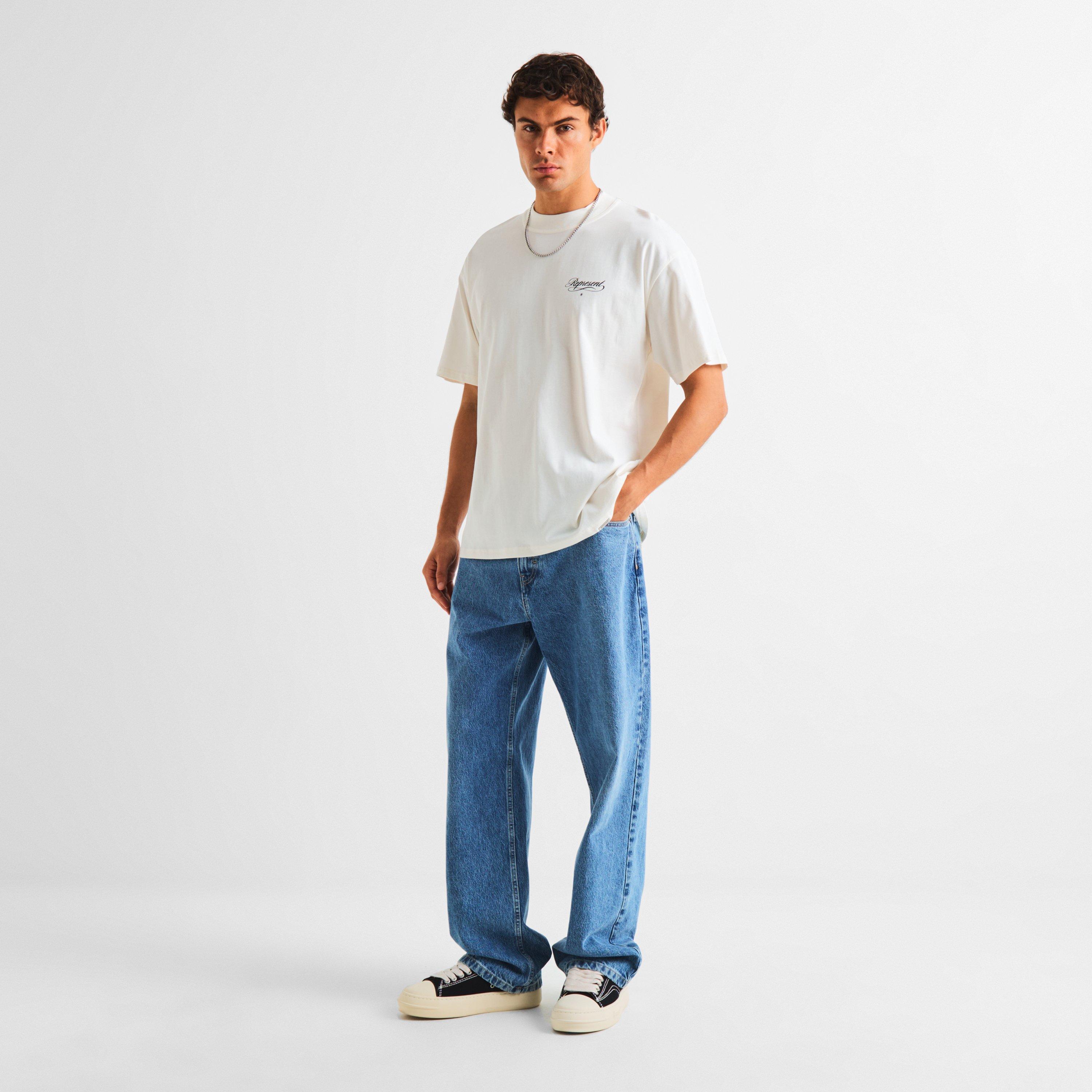 White - Represent - Men's Script R Oversized T-Shirt - 5