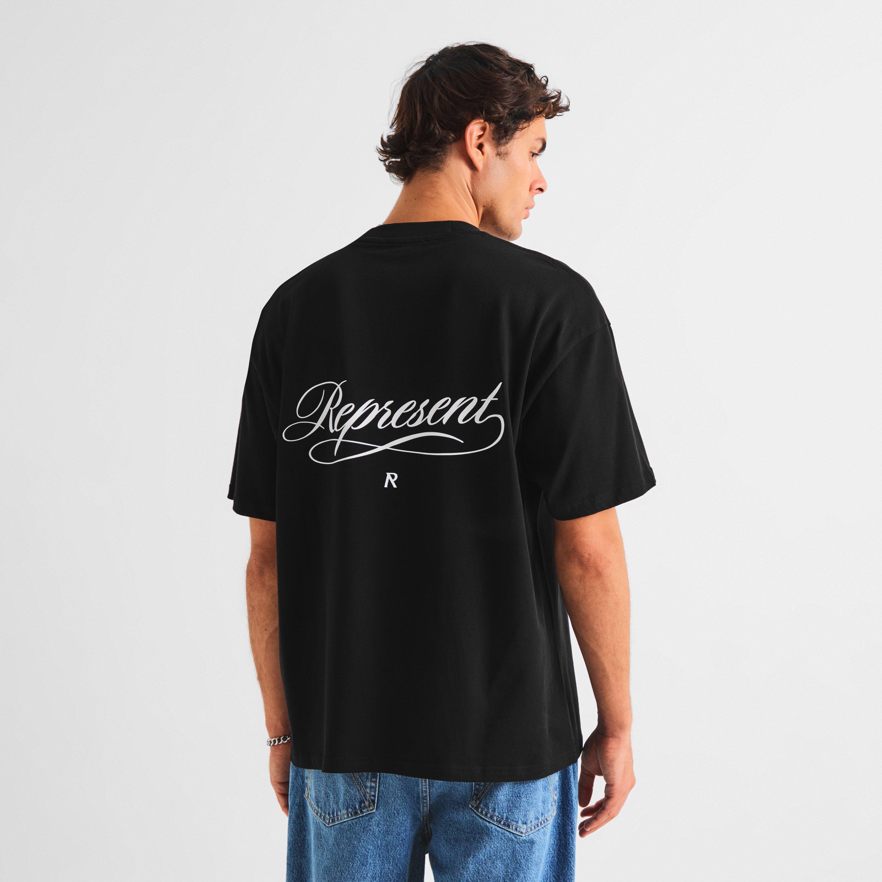 Black - Represent - Men's Script R Oversized T-Shirt - 4