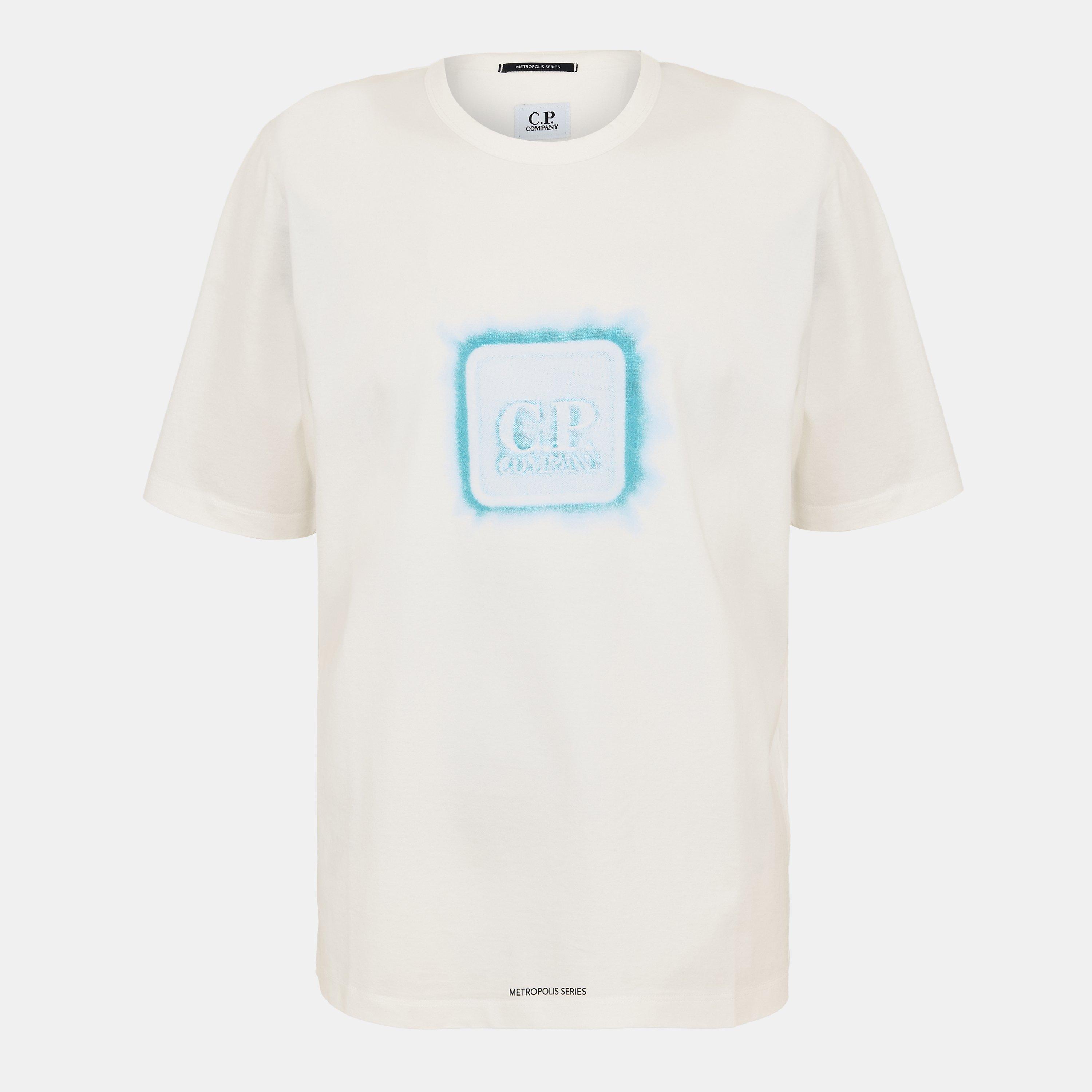 CP Company Metropolis Men's Front Logo T-Shirt - Gauze White 103 - Size L (50)