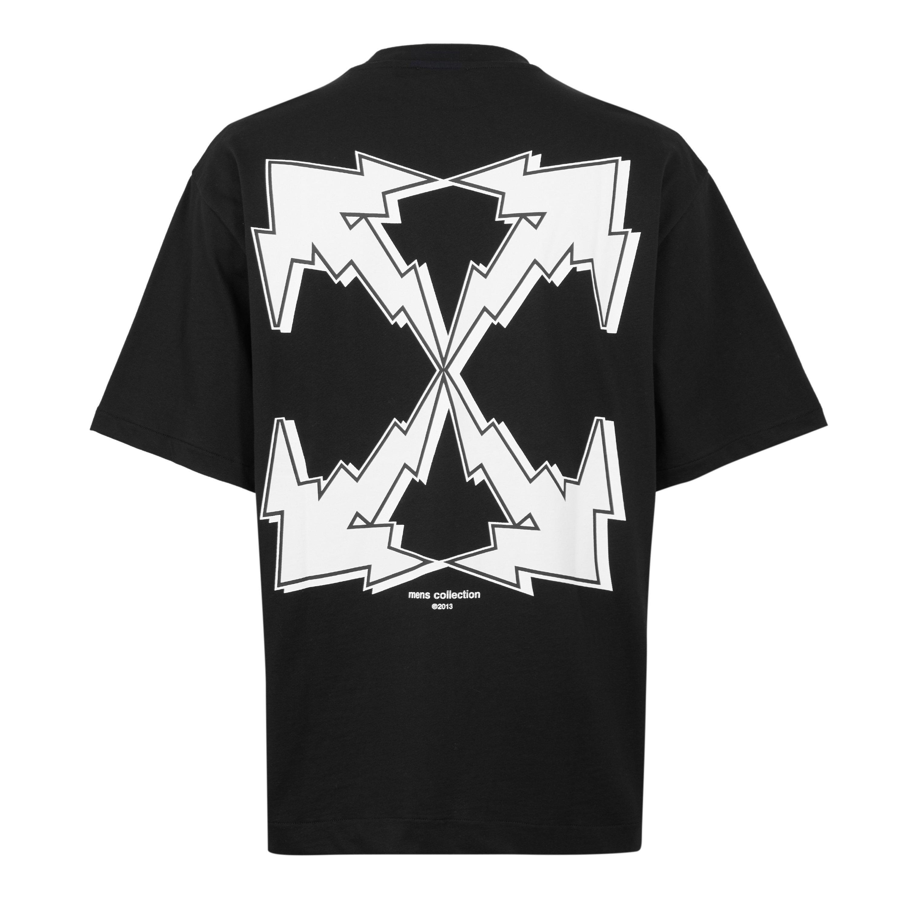 Black - Off White - Men's Tape Arrow Skate Cotton Crew-Neck Oversized-Fit T-Shirt - 2
