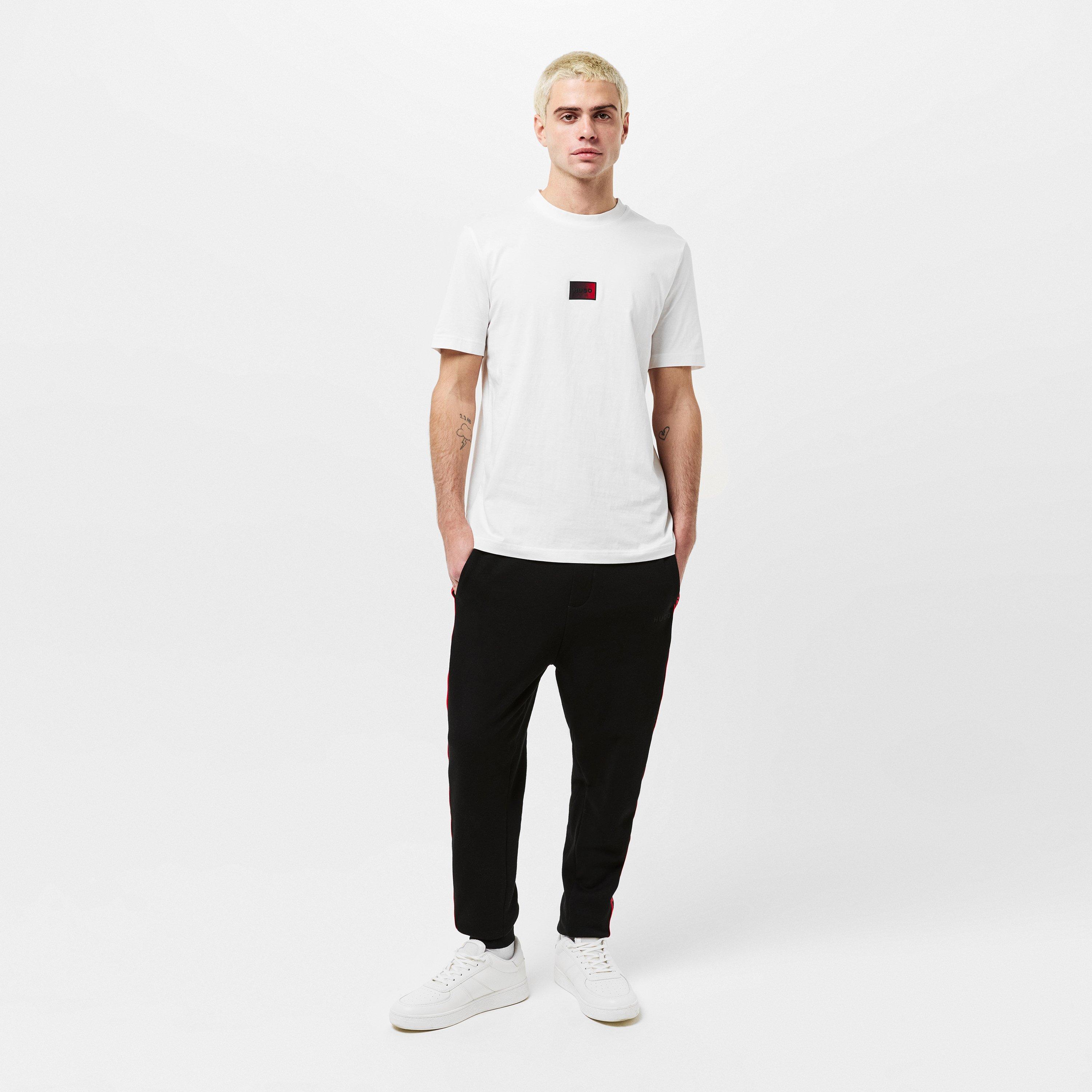 White 102 - Hugo - Mens HUGO Graphic Short Sleeve Top with Logo Detail - 6