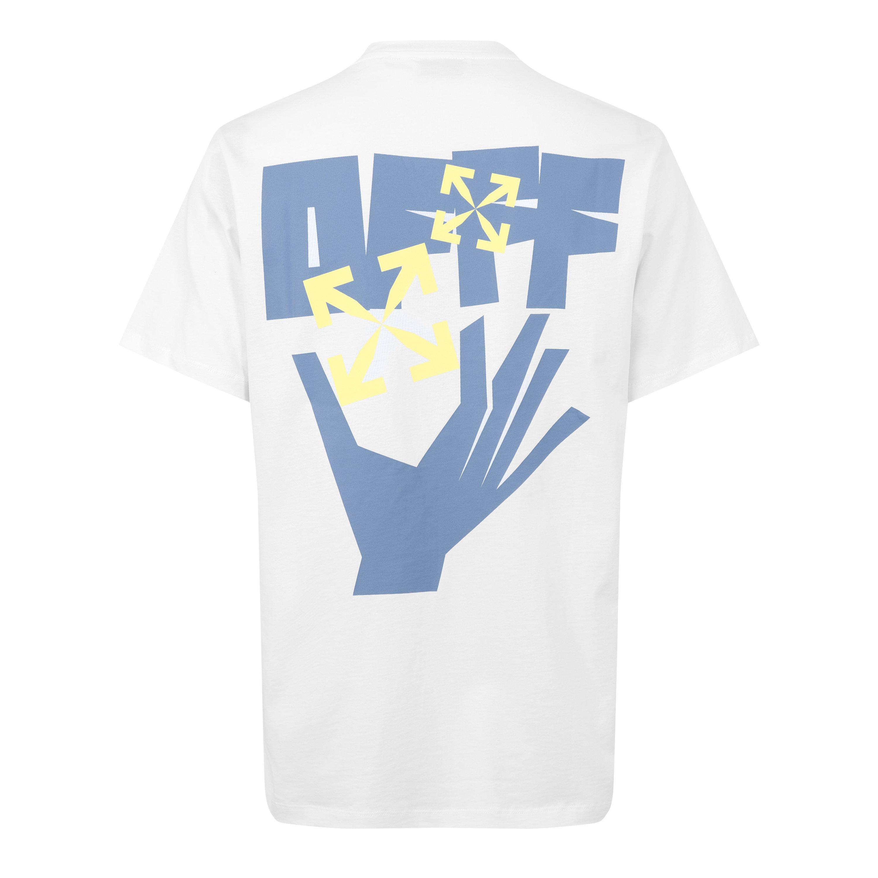 White - Off White - Men's Hand Arrow Short Cotton Slim-Fit T-Shirt - 2