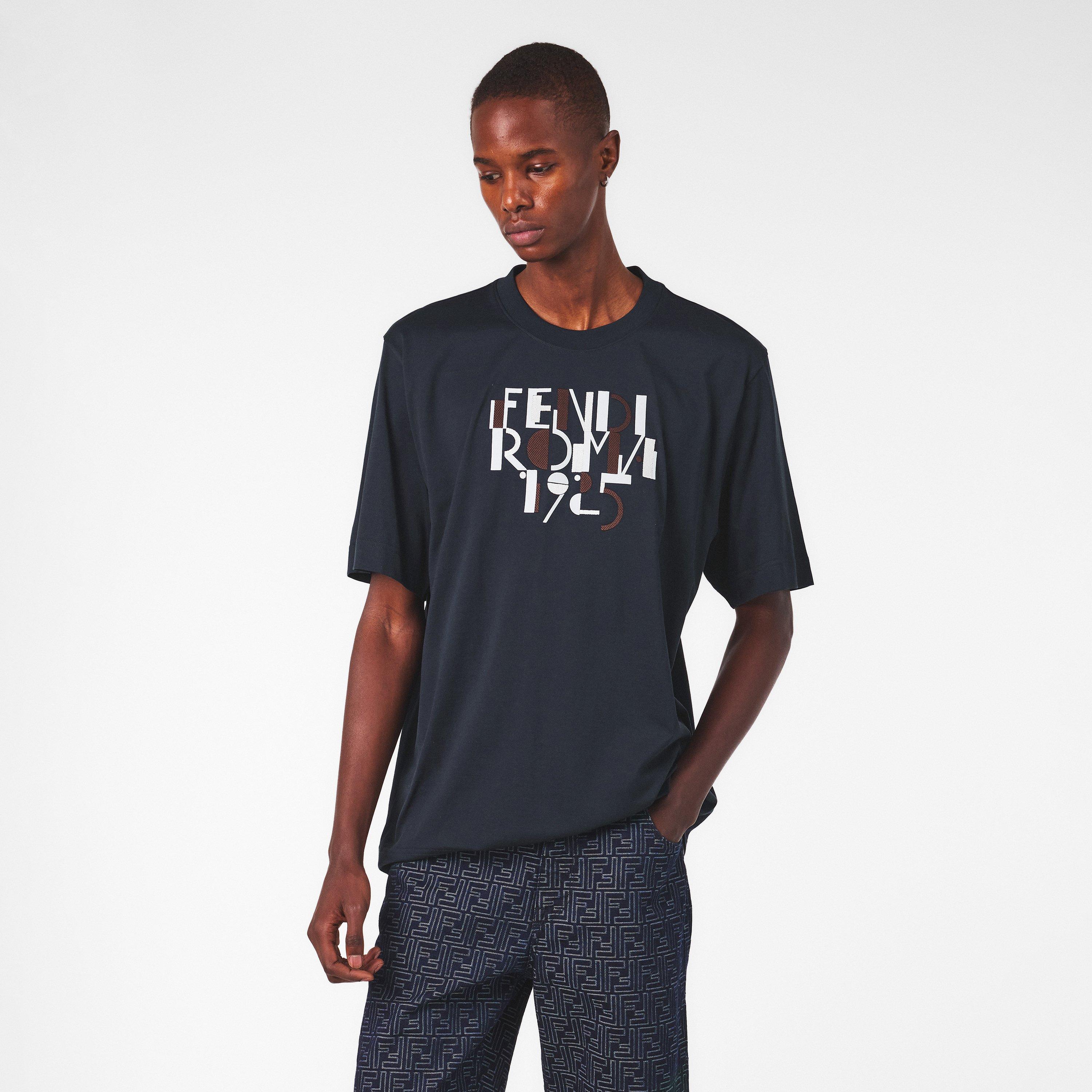 Navy - Fendi - Men's Regular Fit T-Shirt - 3