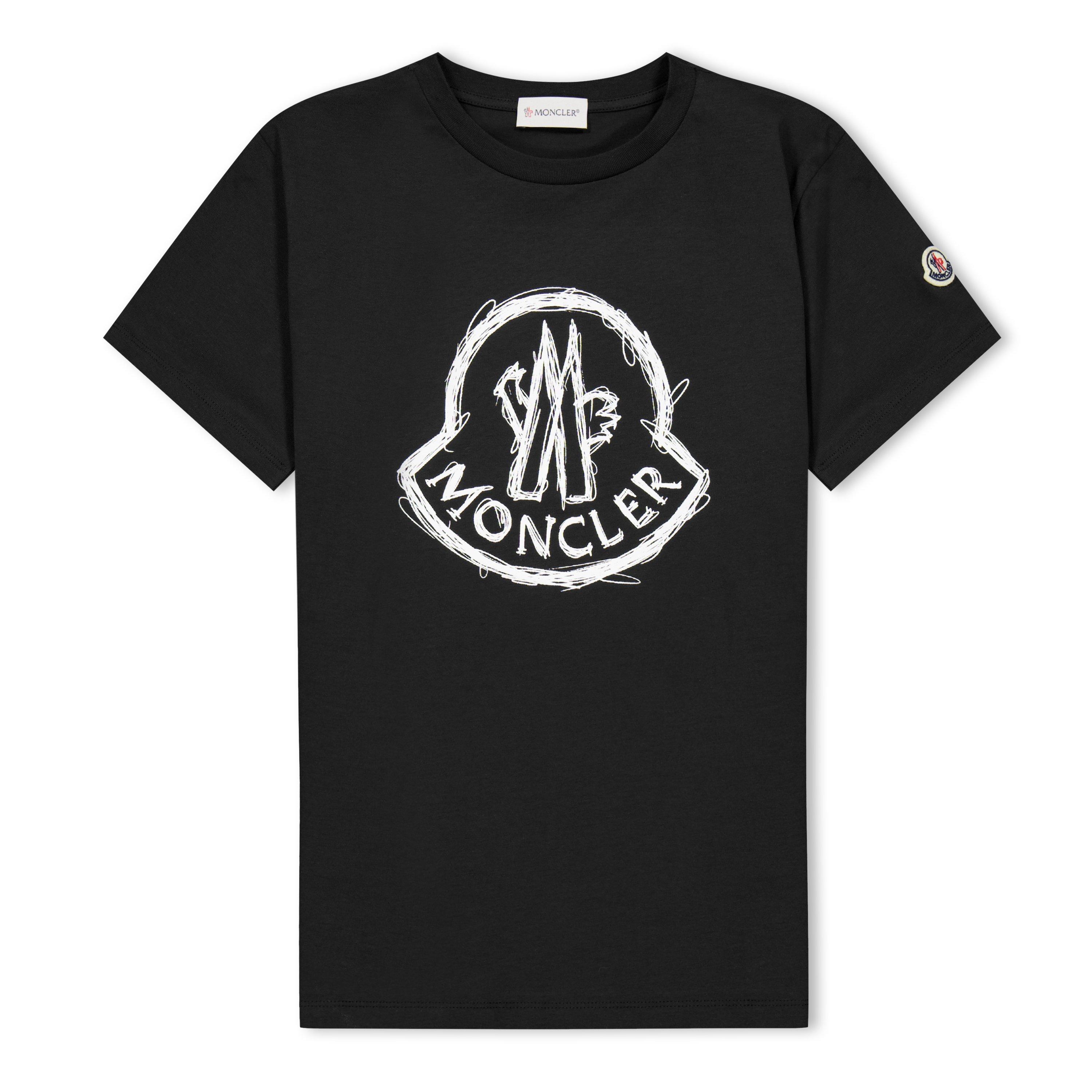 Black 999 - Moncler - Scribble Logo T-Shirt Juniors - 1