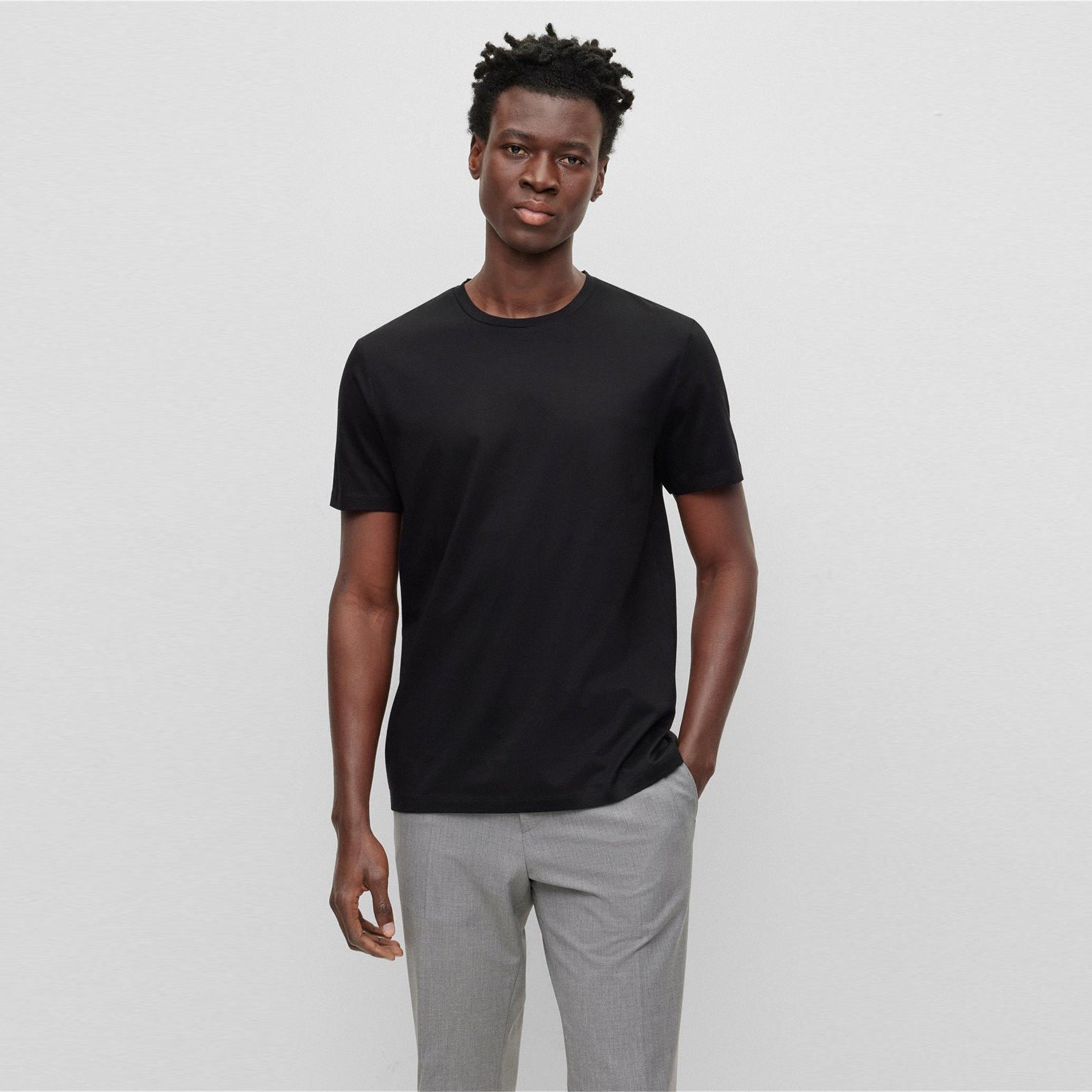 Black 001 - Boss - Men's Tessler 150 Soft Cotton T-Shirt - 3